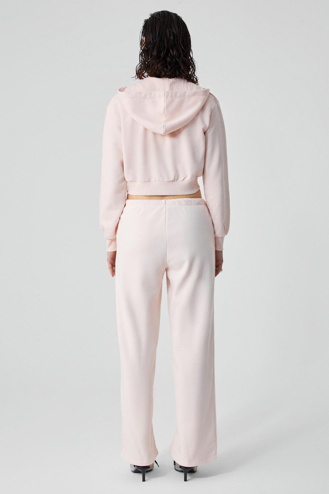 ARUBA Kadın %100 Pamuk Uzun Kol Crop Pembe Sweatshirt