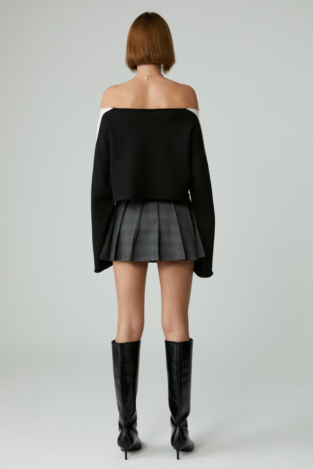 ASENSIO Kadın Asimetrik Yakalı Şardonsuz Tek Omzu Açık Baskılı Siyah Sweatshirt