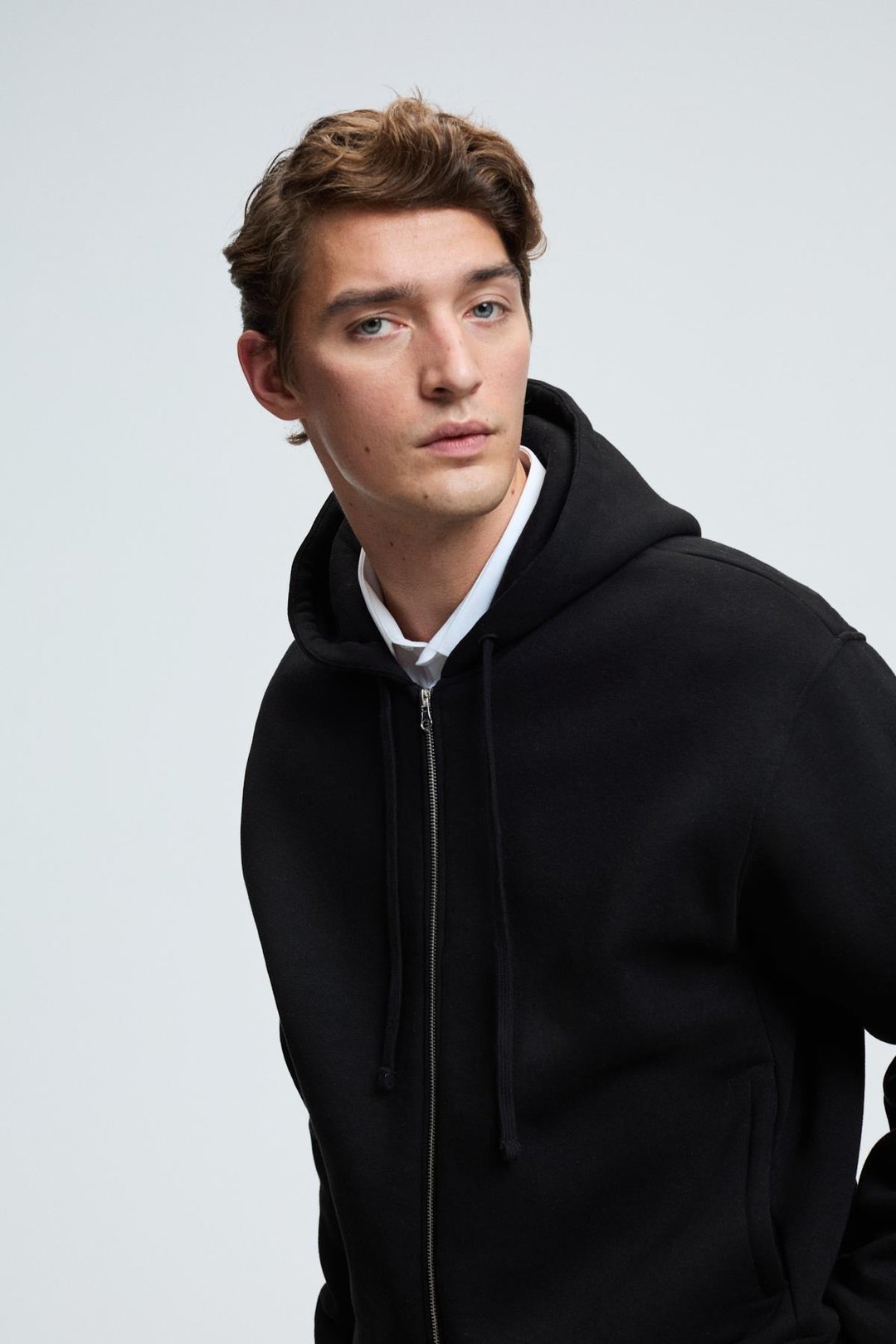 ASHBY Erkek Kapüşonlu Fermuarlı Cepli Kordonlu Regular Fit Siyah Sweatshirt