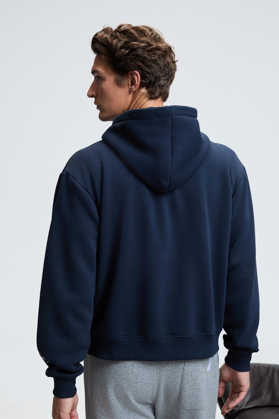 ASHBY Erkek Kapüşonlu Fermuarlı Cepli Kordonlu Regular Fit Lacivert Sweatshirt