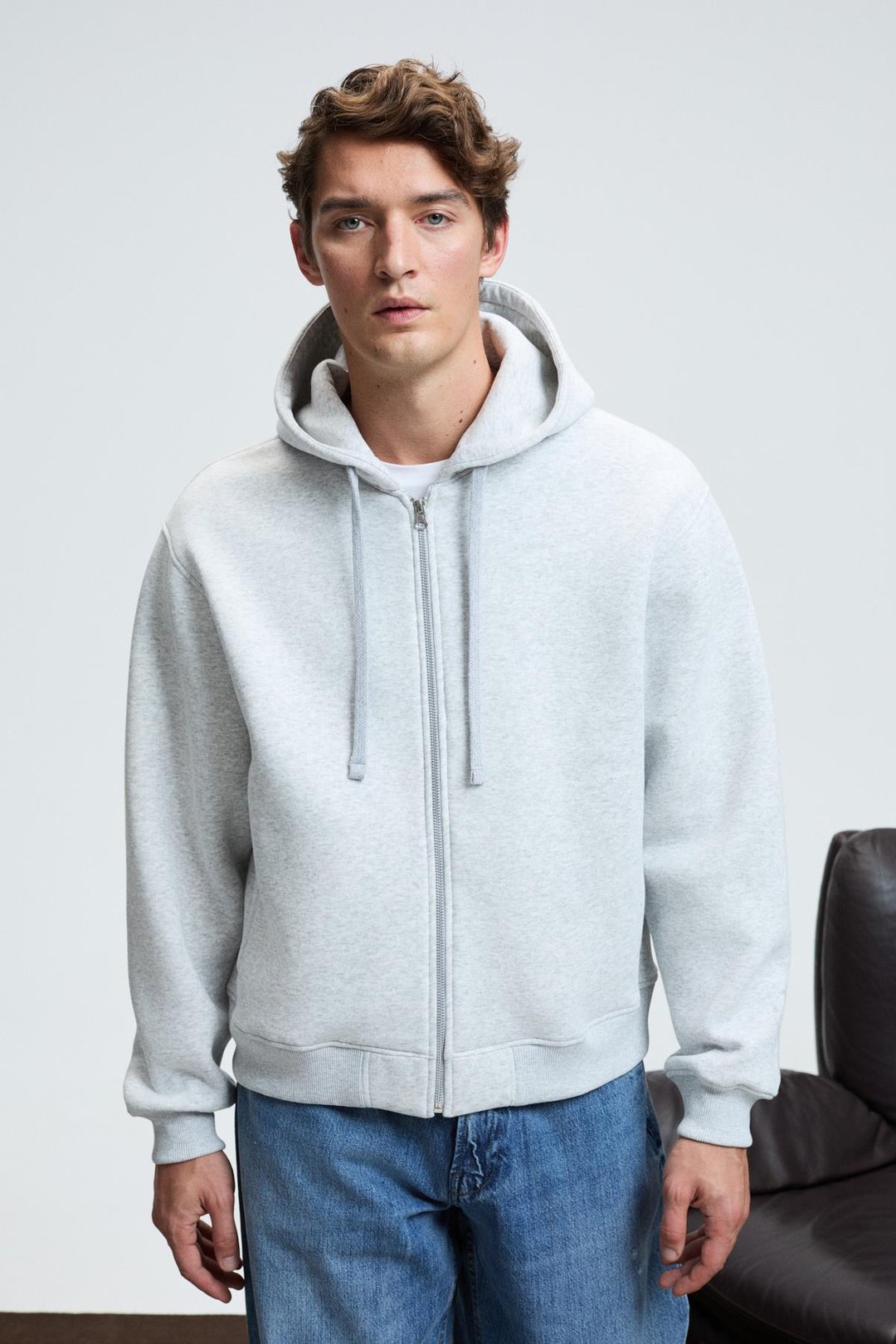 ASHBY Erkek Kapüşonlu Fermuarlı Cepli Kordonlu Regular Fit Grimelanj Sweatshirt