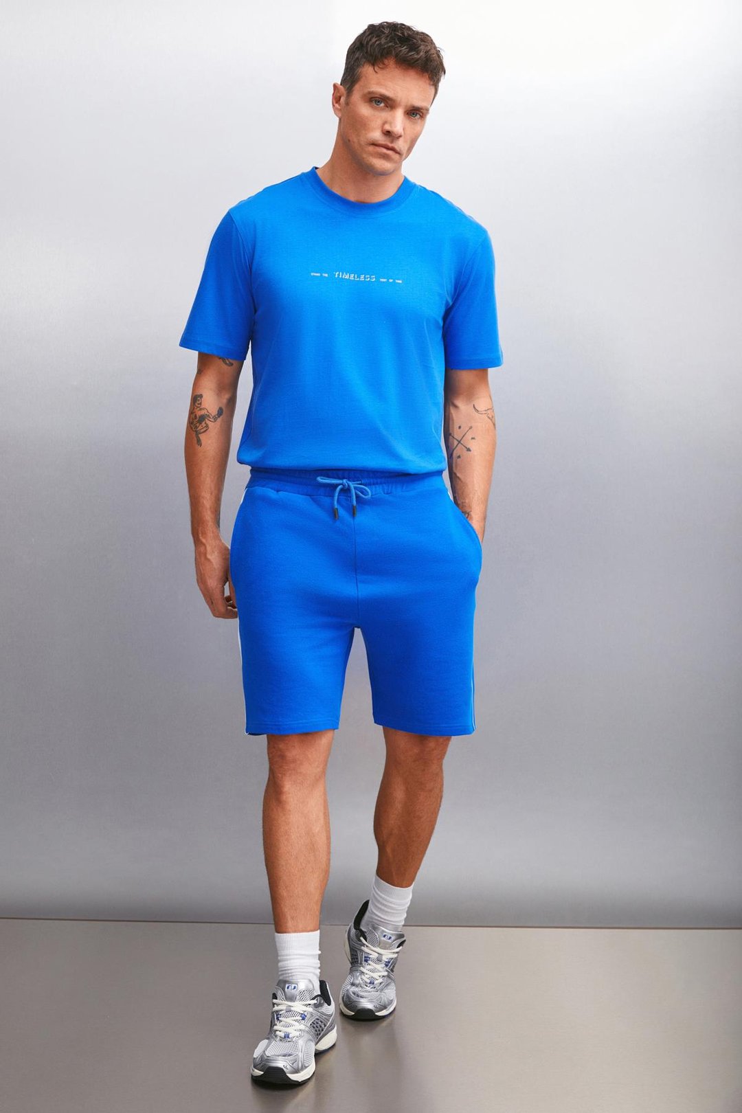 AUGUSTUS Erkek %100 Pamuk Regular Saks Mavi Şort