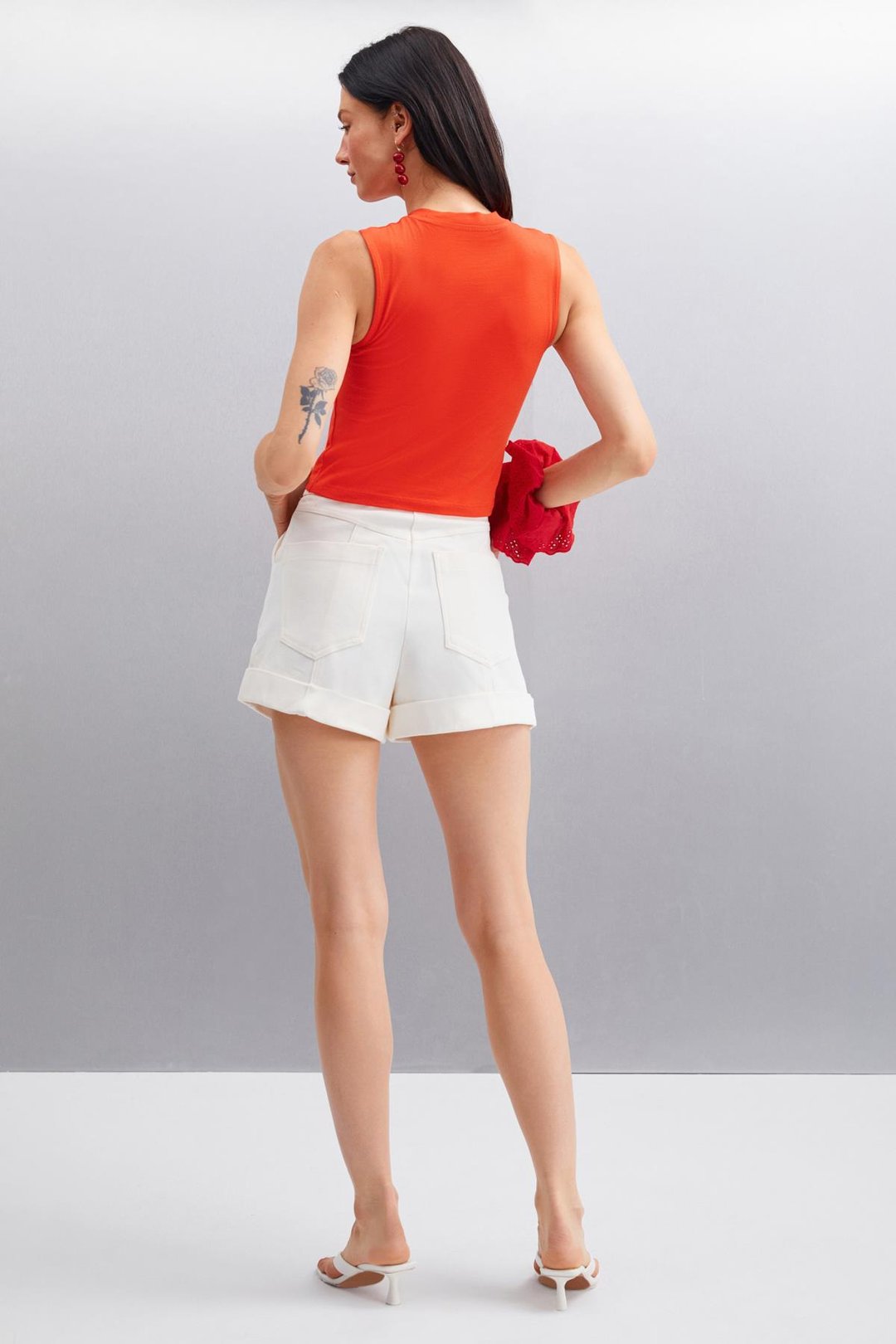 AZURA  Crop Kırmızı Tekli T-Shirt