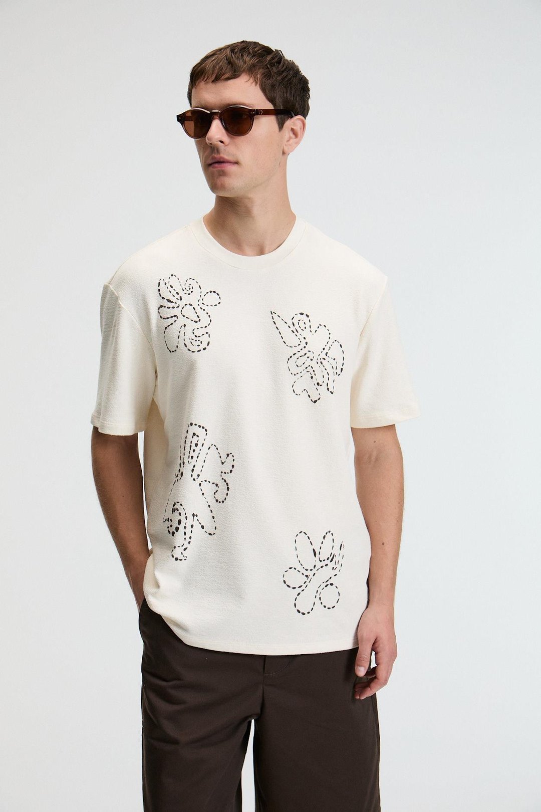 BAGGY Erkek %100 Pamuk Oversize Fit Baskılı Kısa Kollu Yuvarlak Yakalı Vanilya T-Shirt