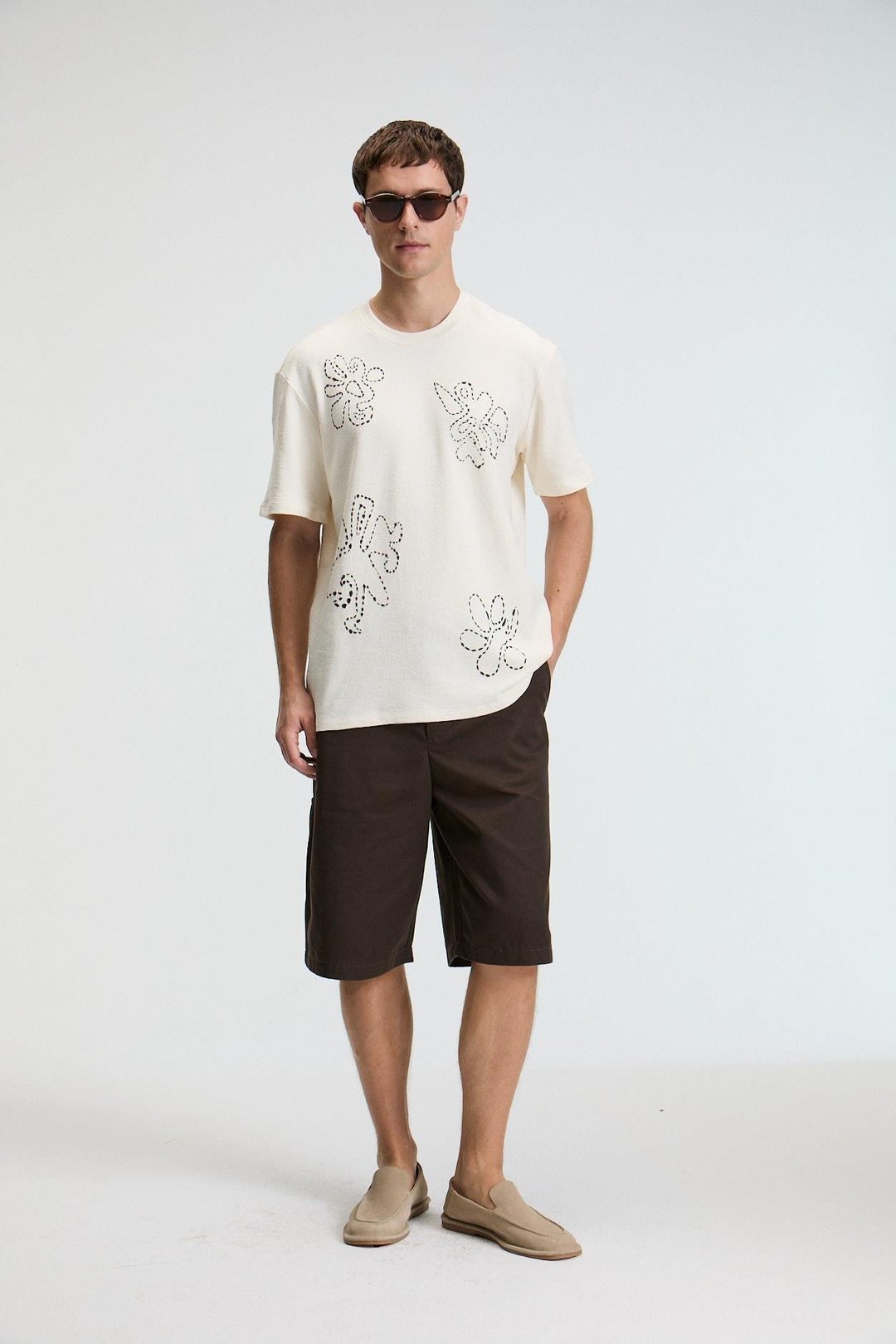 BAGGY Erkek %100 Pamuk Oversize Fit Baskılı Kısa Kollu Yuvarlak Yakalı Vanilya T-Shirt