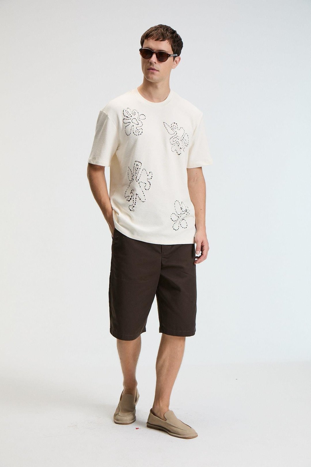 BAGGY Erkek %100 Pamuk Oversize Fit Baskılı Kısa Kollu Yuvarlak Yakalı Vanilya T-Shirt