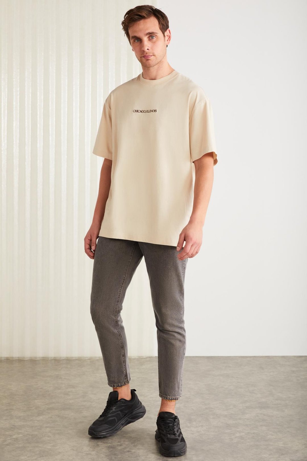 BARACK Basic Oversize Bej Tekli T-Shirt