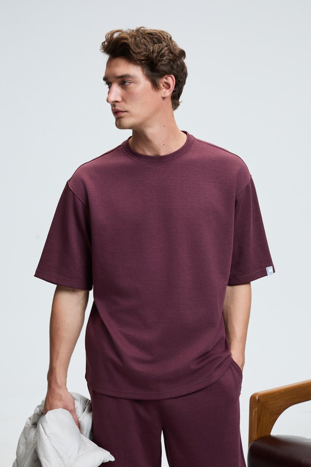 BARNABY Erkek Kolu ve Pantolon Cebi Süs Etiket Detaylı Yuvarlak Yaka Bordo Alt-Üst Takım