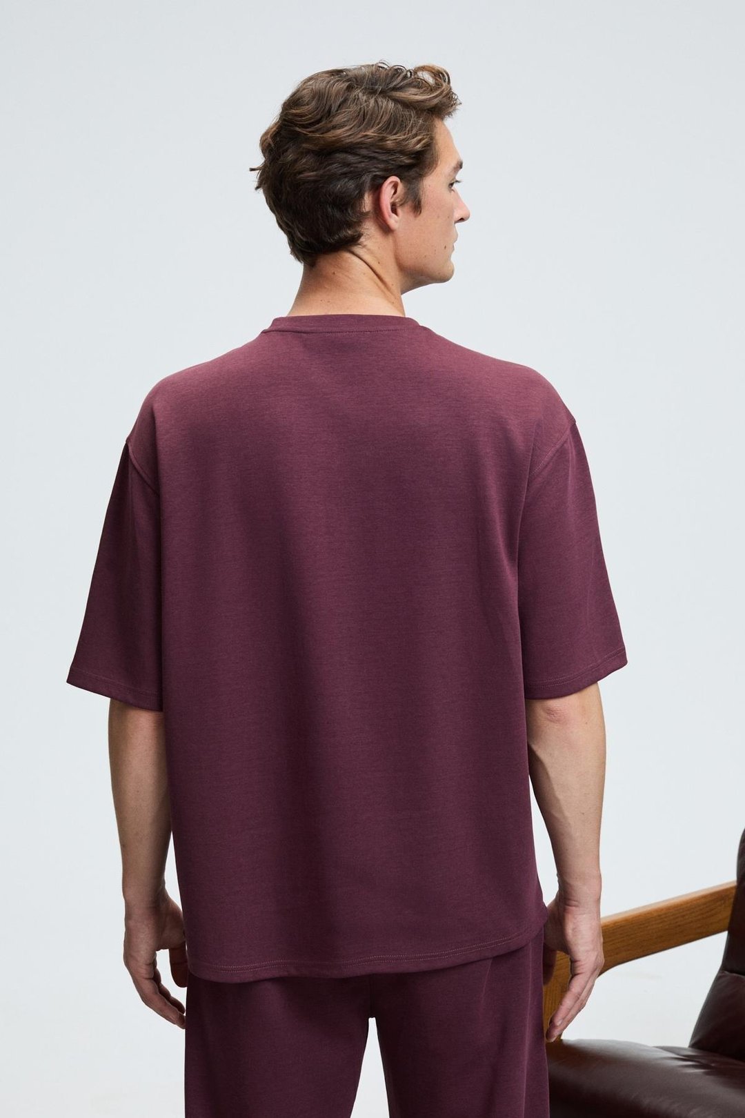 BARNABY Erkek Kolu ve Pantolon Cebi Süs Etiket Detaylı Yuvarlak Yaka Bordo Alt-Üst Takım