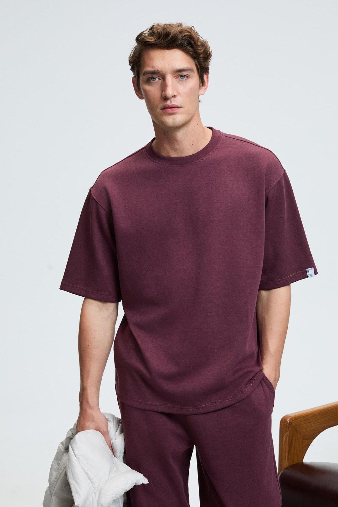 BARNABY Erkek Kolu ve Pantolon Cebi Süs Etiket Detaylı Yuvarlak Yaka Bordo Alt-Üst Takım