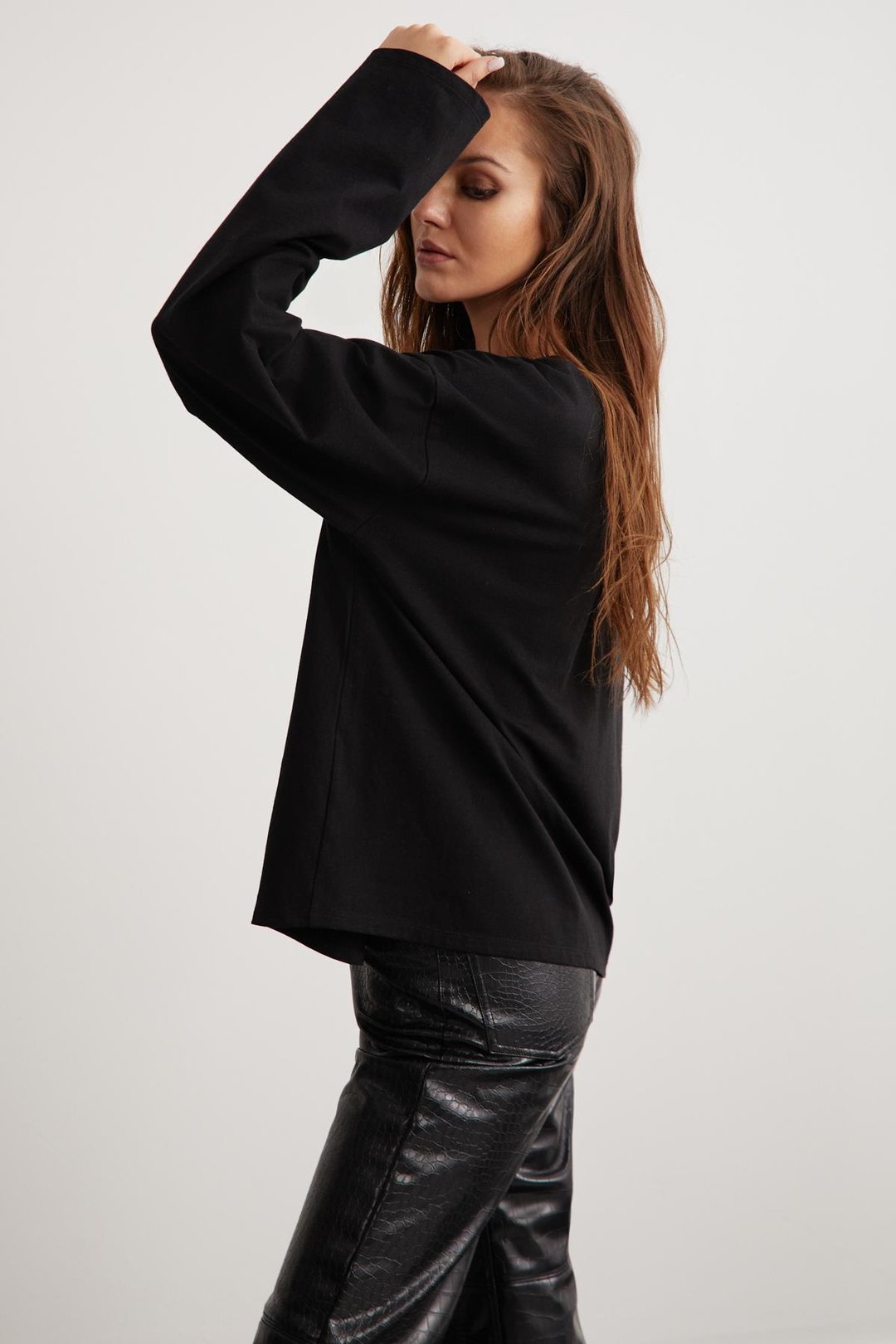 BASIL Basic Relaxed Siyah Tekli T-Shirt