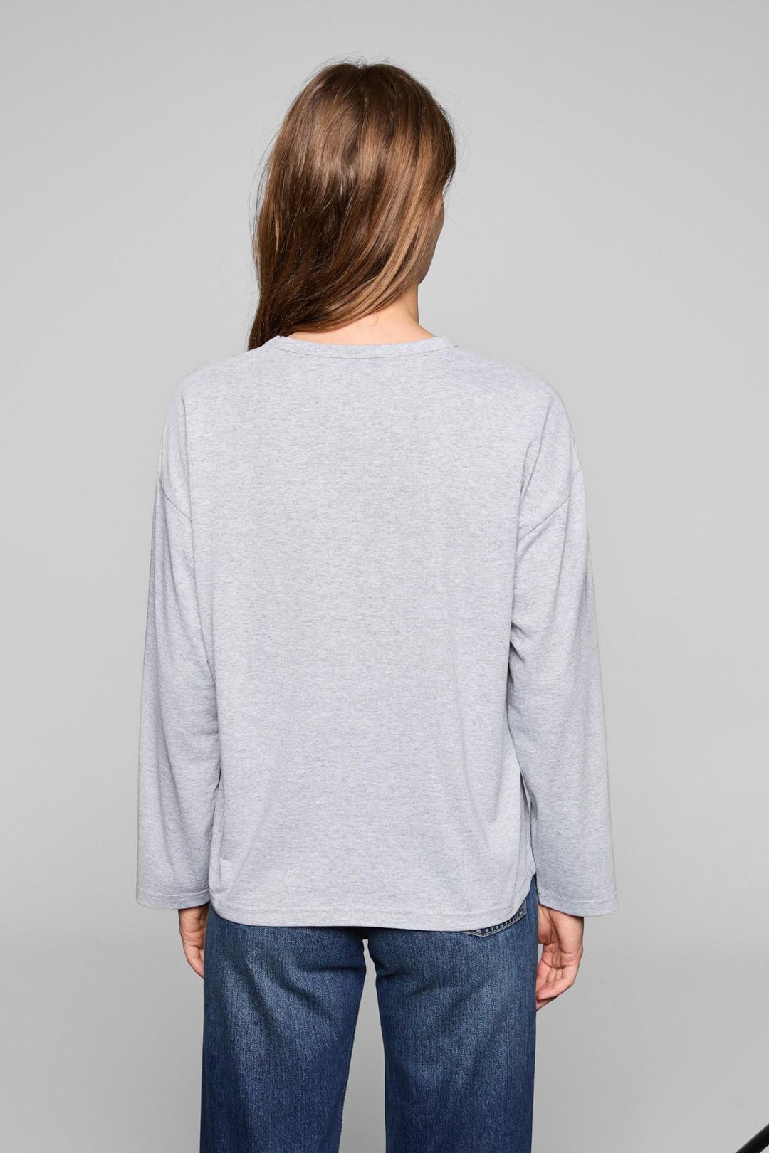 BASIL Kadını Oversize %100 Organik Pamuk Örme Uzun Kol Grimelanj T-Shirt