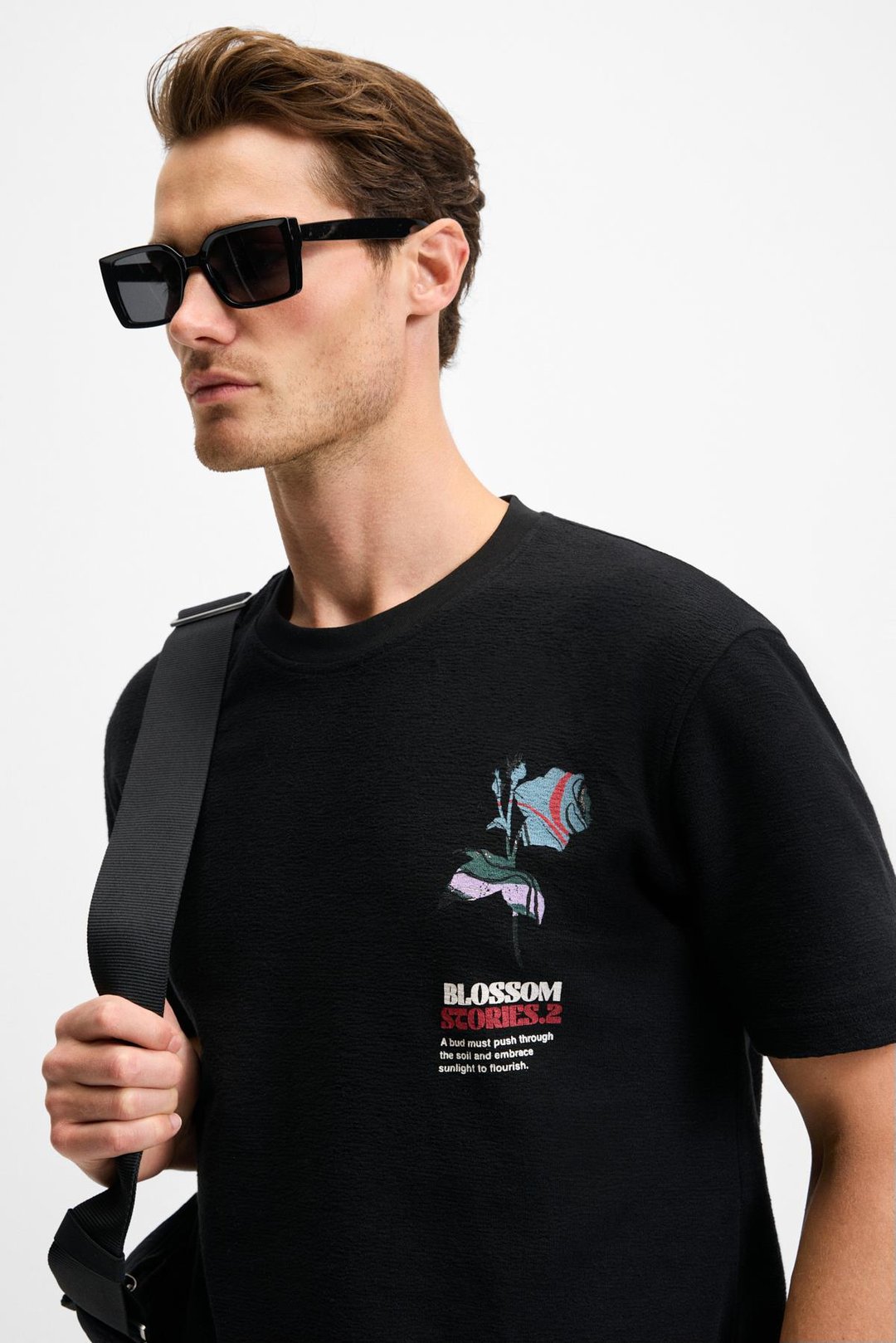 BELLO Erkek %100 Organik Pamuk Bisiklet Yaka Kısa Kol Siyah T-Shirt