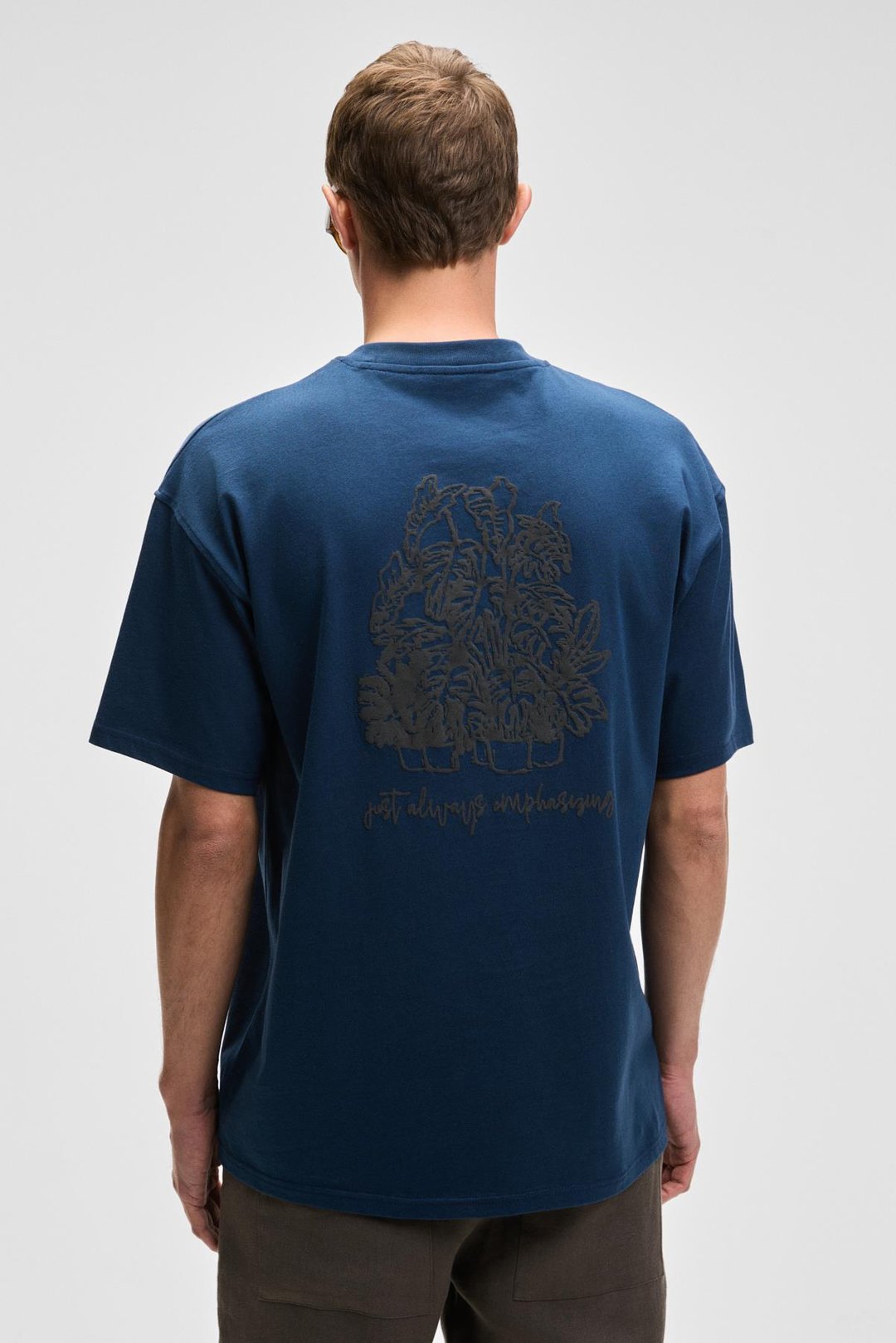 BENFICA Erkek %100 Organik Pamuk Baskı Detaylı Oversize Kısa Kol Bisiklet Yaka Lacivert T-Shirt