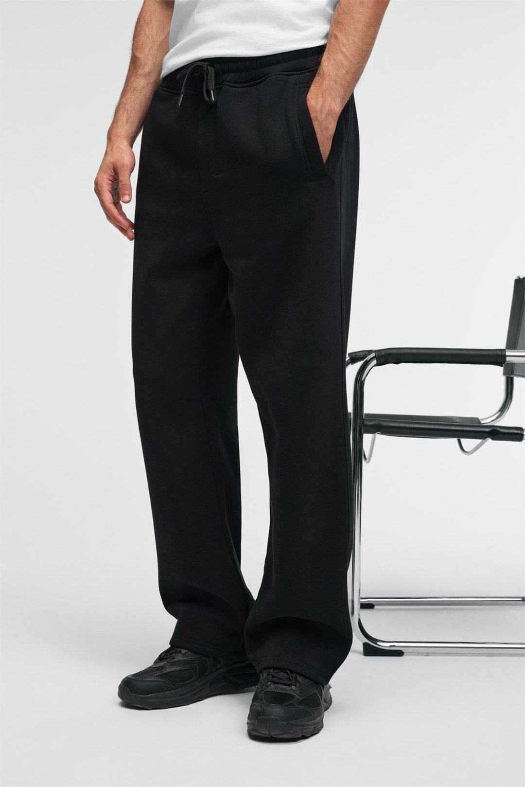 BENSON Erkek Kordonlu Lastikli Bel Relaxed Fit Siyah Eşofman Altı