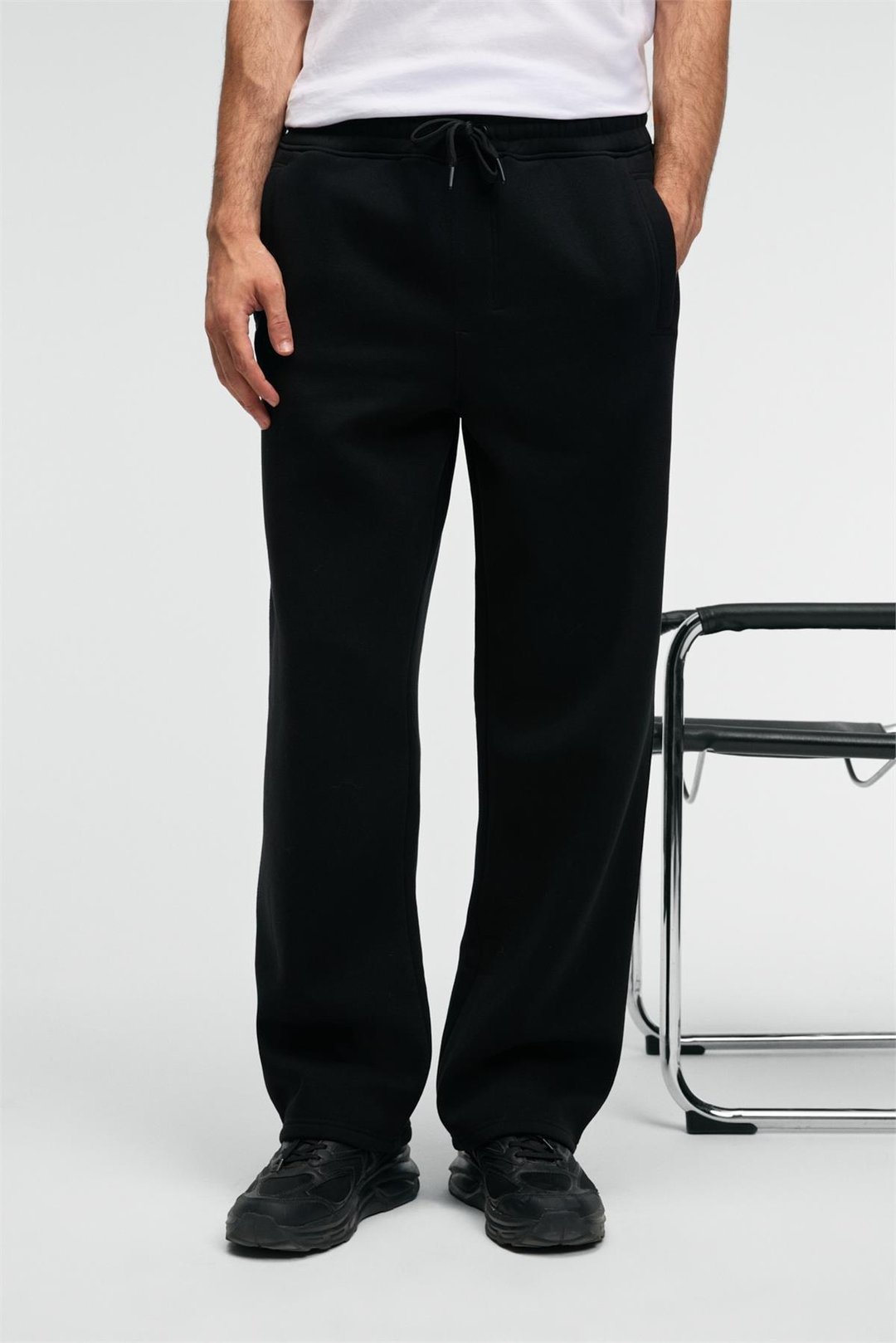 BENSON Erkek Kordonlu Lastikli Bel Relaxed Fit Siyah Eşofman Altı