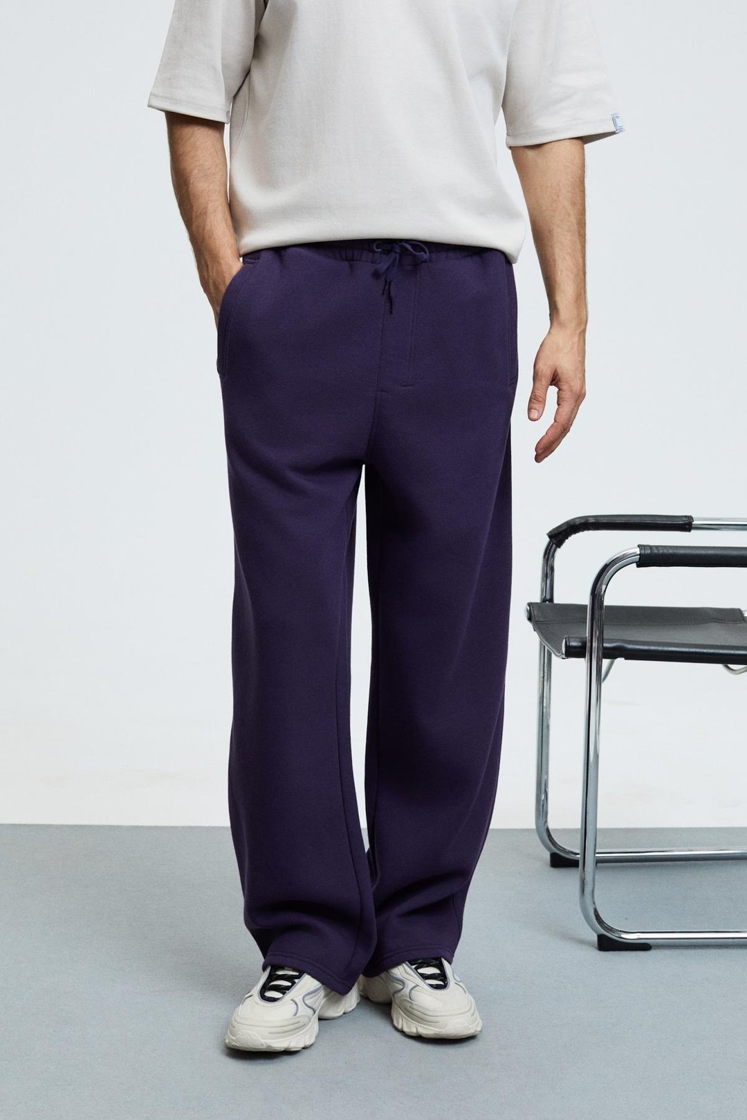 BENSON Erkek Kordonlu Lastikli Bel Relaxed Fit Mor Eşofman Altı