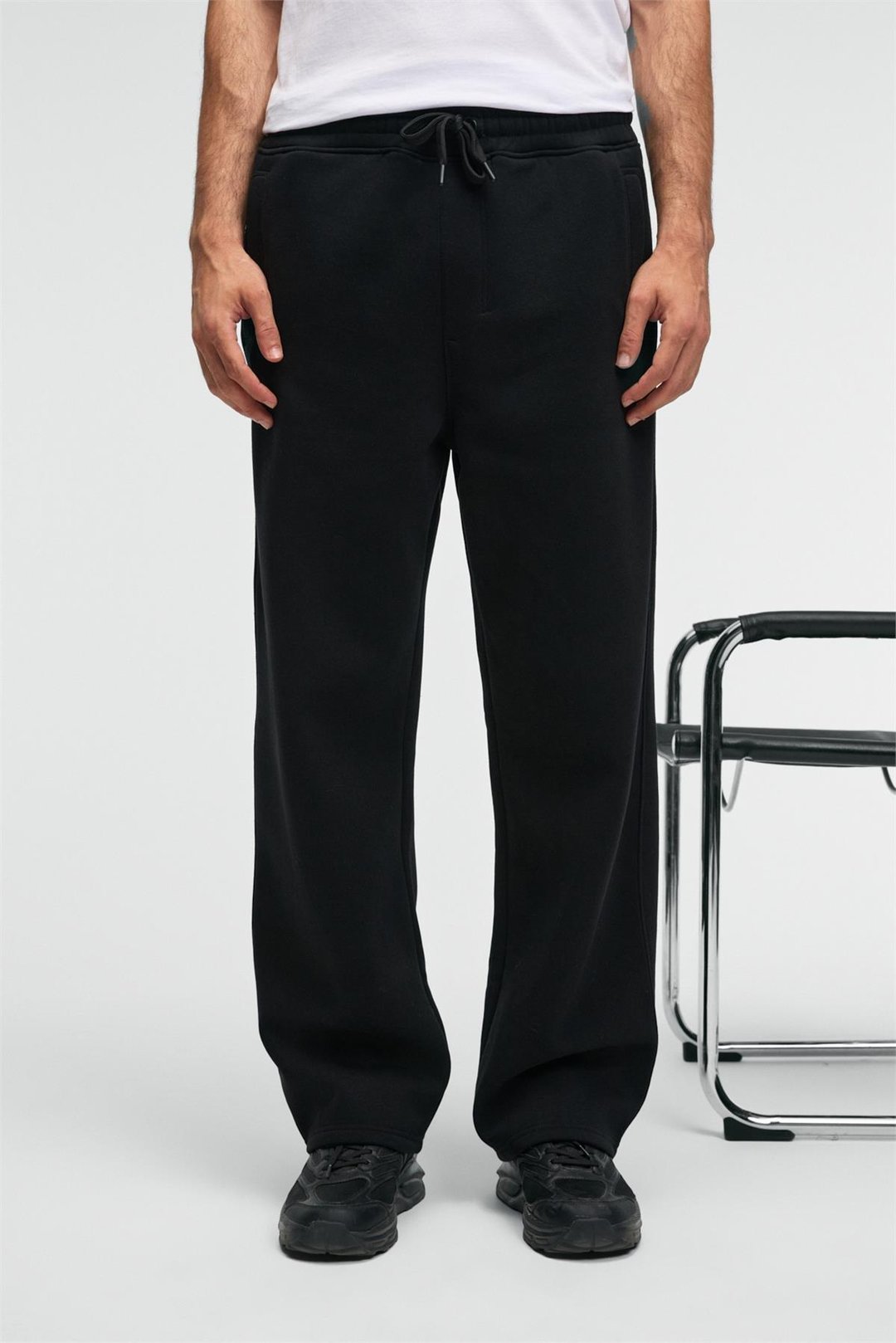 BENSON Erkek Kordonlu Lastikli Bel Relaxed Fit Siyah Eşofman Altı