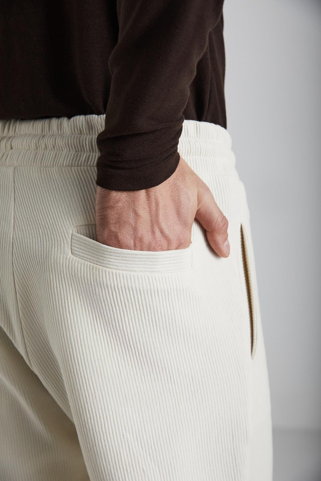 BERTHOLA Erkek Ottoman Kumaşlı Rahat kesim Pantolon Görünümlü Ekru Eşofman Altı