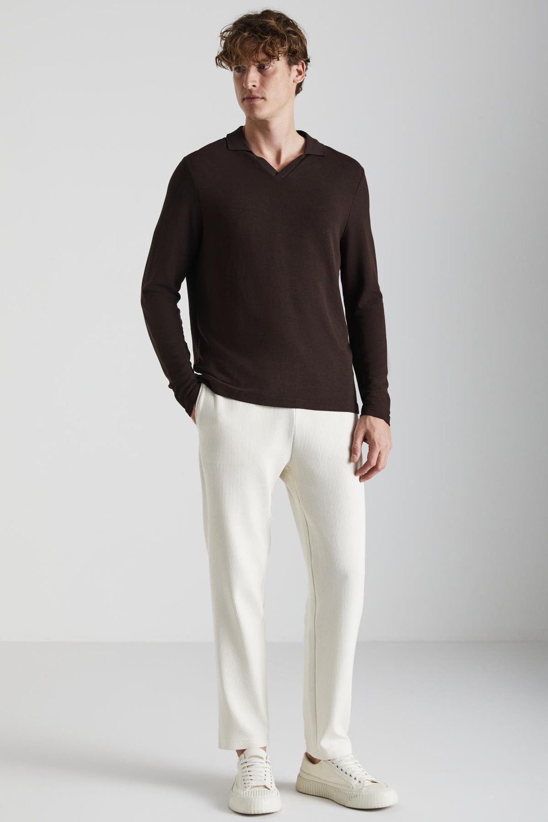 BERTHOLA Erkek Ottoman Kumaşlı Rahat kesim Pantolon Görünümlü Ekru Eşofman Altı