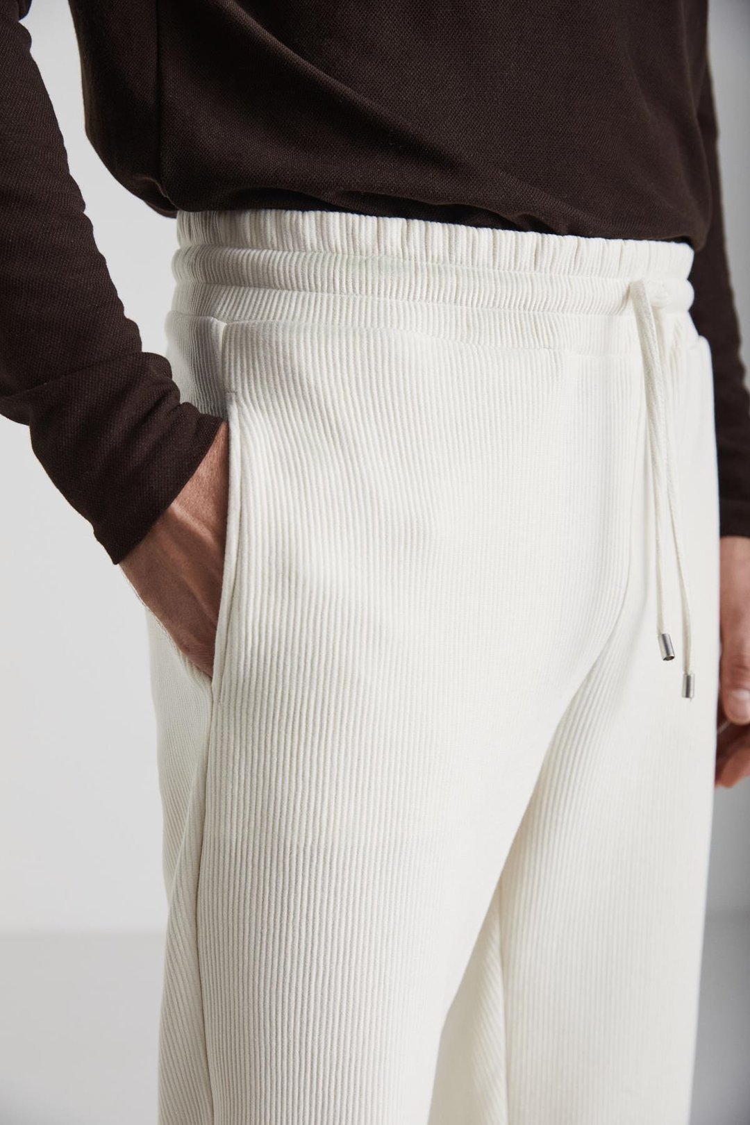 BERTHOLA Erkek Ottoman Kumaşlı Rahat kesim Pantolon Görünümlü Ekru Eşofman Altı