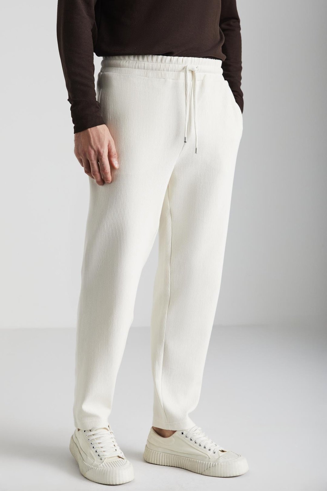 BERTHOLA Erkek Ottoman Kumaşlı Rahat kesim Pantolon Görünümlü Ekru Eşofman Altı