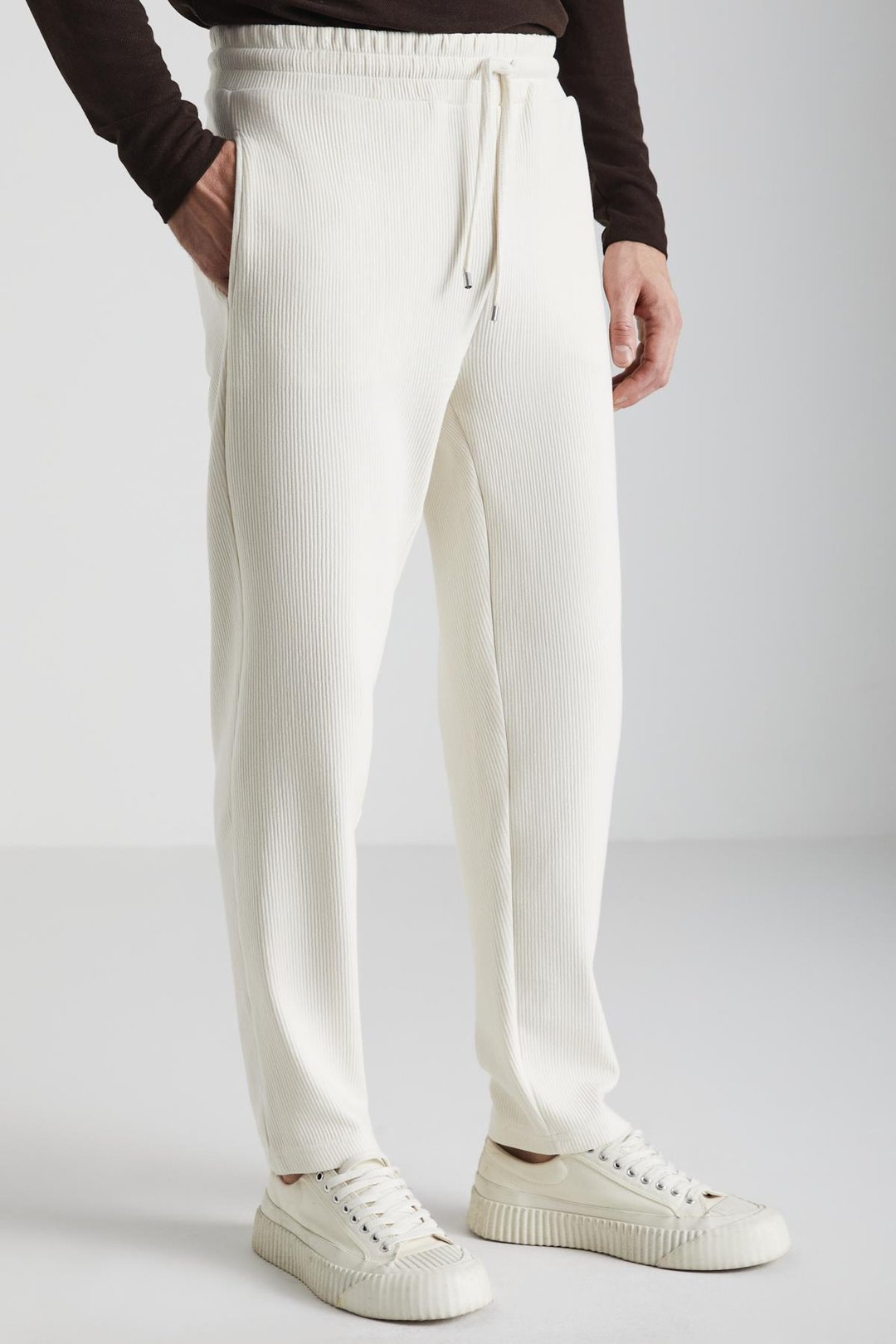 BERTHOLA Erkek Ottoman Kumaşlı Rahat kesim Pantolon Görünümlü Ekru Eşofman Altı