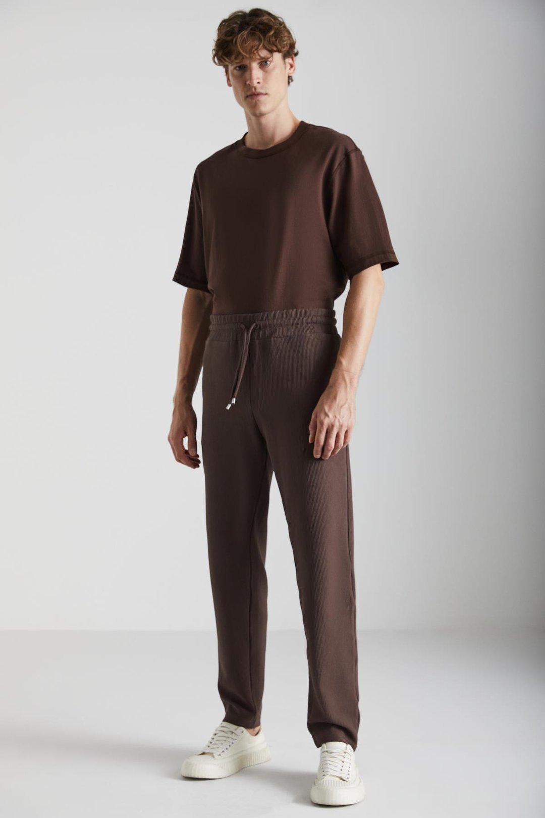 BERTHOLA Erkek Ottoman Kumaşlı Rahat kesim Pantolon Görünümlü Acı Kahve Eşofman Altı