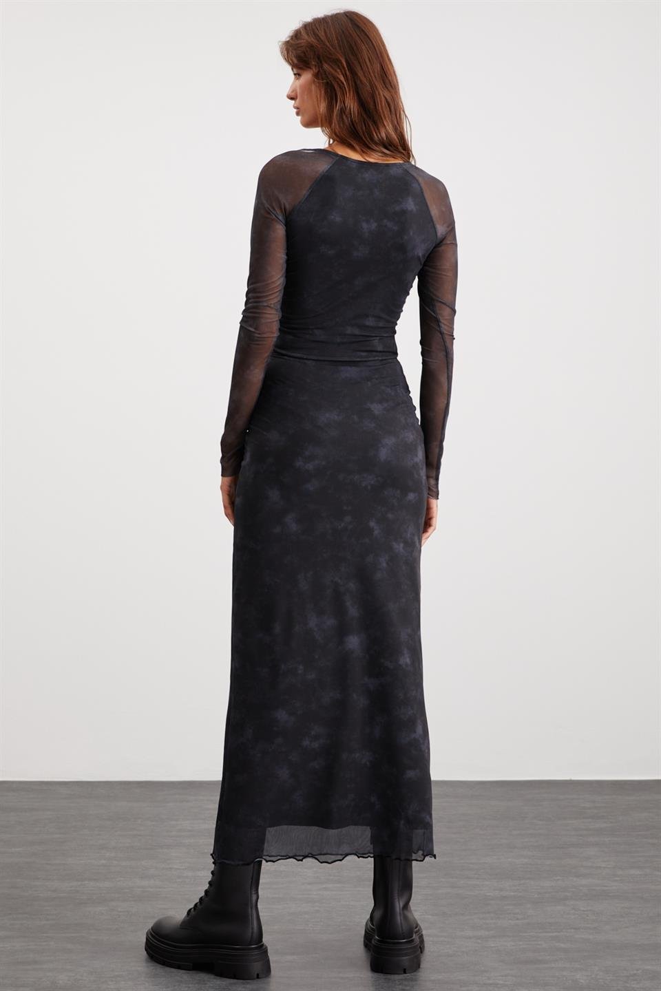 BEULAH  Slim Koyu Gri Tekli Etek