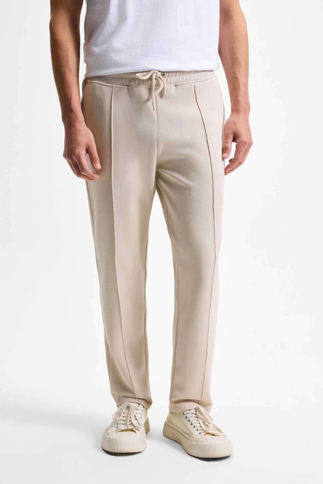 BOGARDE Erkek Beli Lastikli Kordonlu Yanları Cepli Önü Nervürlü Relaxed Fit Taş Rengi Eşofman Altı