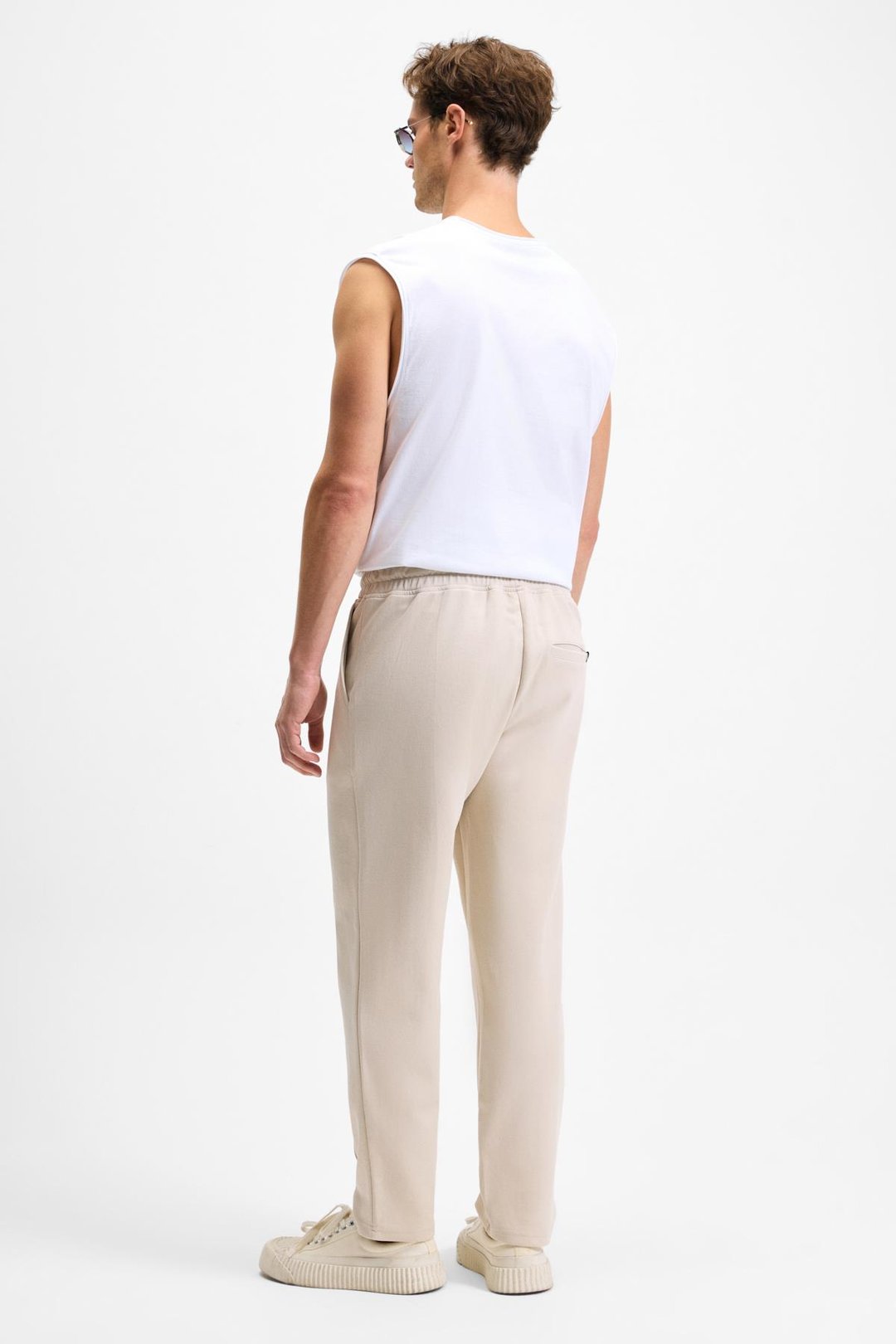 BOGARDE Erkek Beli Lastikli Kordonlu Yanları Cepli Önü Nervürlü Relaxed Fit Taş Rengi Eşofman Altı