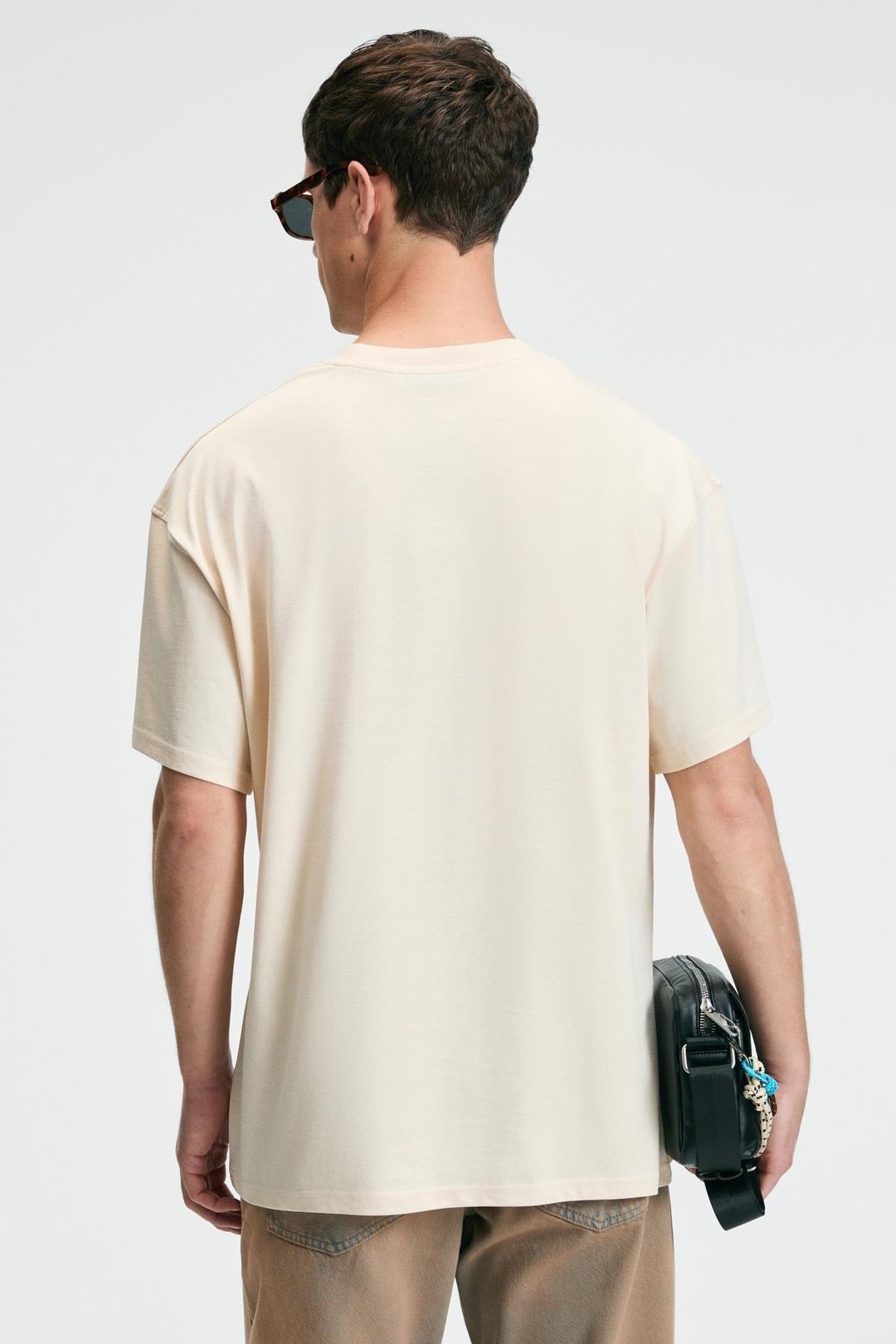 BOLD Erkek %100 Pamuk Oversize Fit Baskılı Kısa Kollu Yuvarlak Yakalı Vanilya T-Shirt