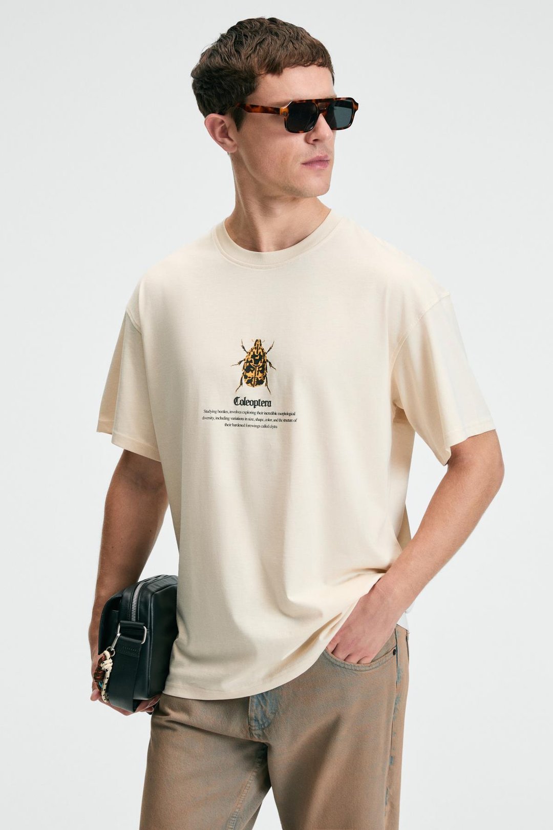 BOLD Erkek %100 Pamuk Oversize Fit Baskılı Kısa Kollu Yuvarlak Yakalı Vanilya T-Shirt