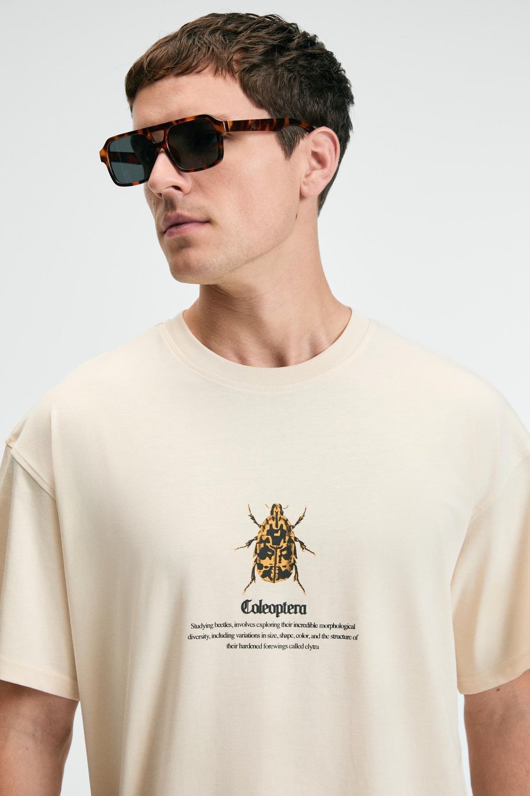 BOLD Erkek %100 Pamuk Oversize Fit Baskılı Kısa Kollu Yuvarlak Yakalı Vanilya T-Shirt