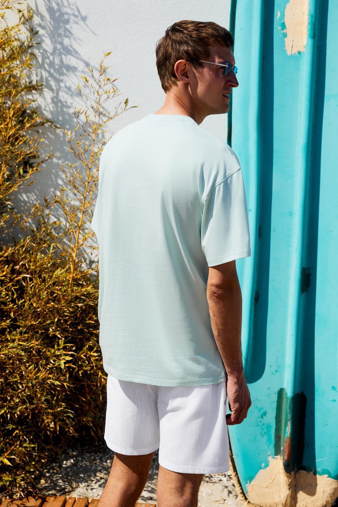 BOLICHE Erkek Bisiklet Yaka %100 Organik Pamuklu Oversize Fit Açık Yeşil T-Shirt