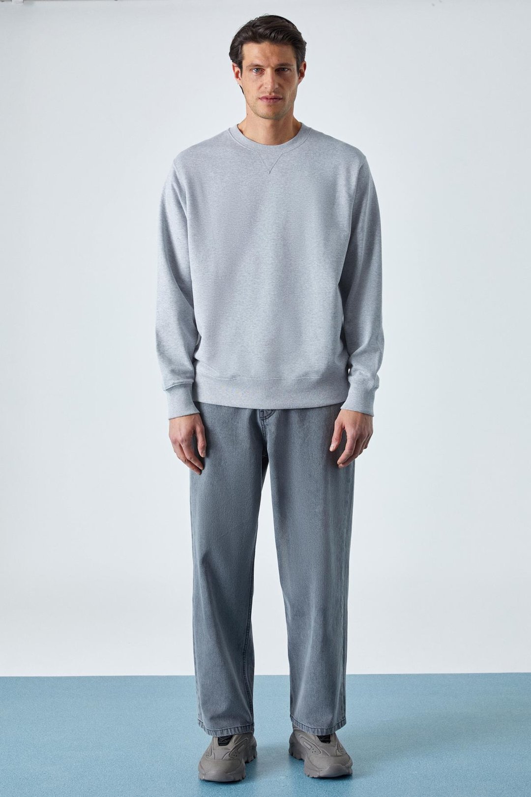 BONELL Erkek %100 Pamuk Relaxed Bisiklet Yaka Uzun Kollu Grimelanj Sweatshirt