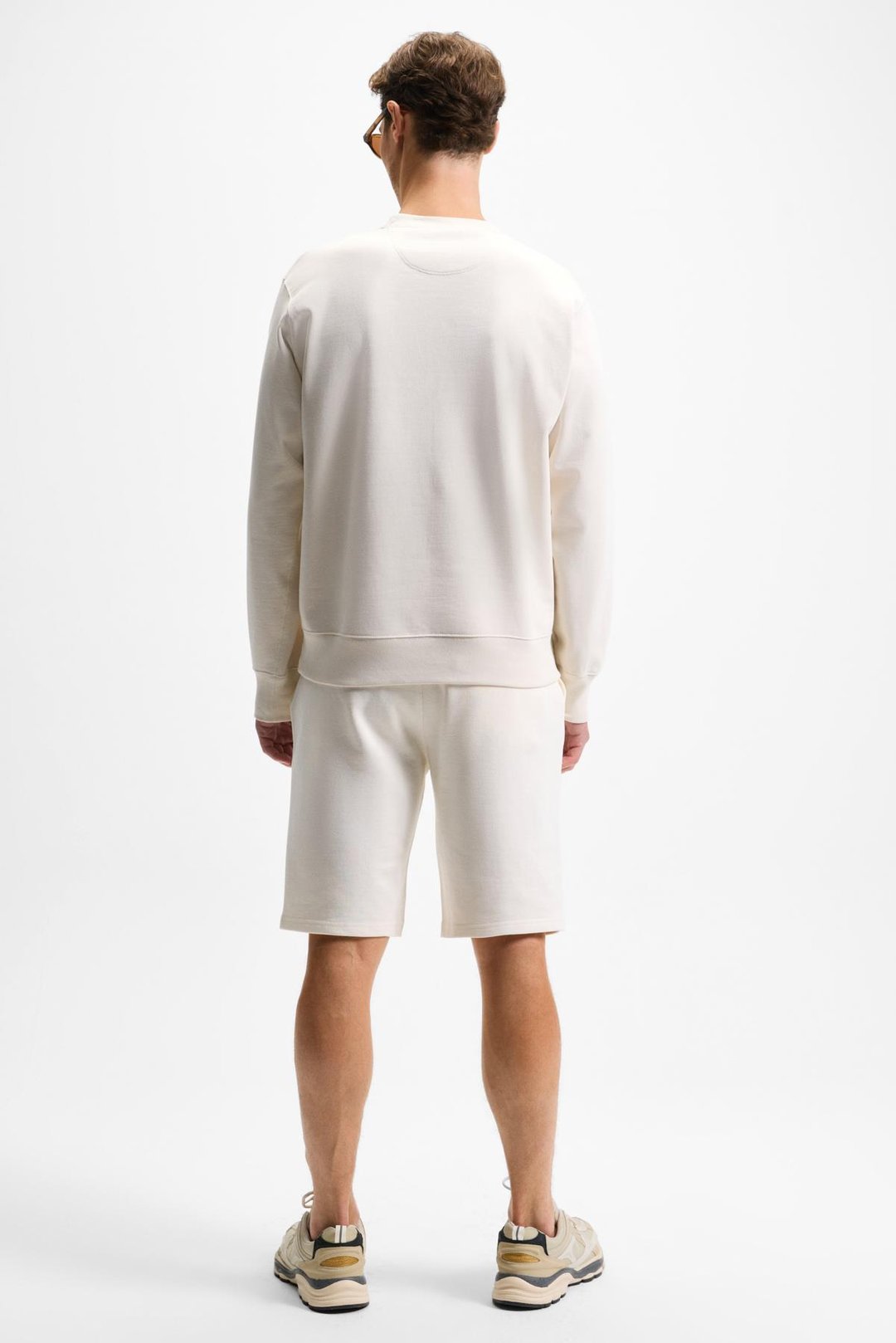 BONELL Erkek %100 Pamuk Relaxed Bisiklet Yaka Uzun Kollu Ekru Sweatshirt