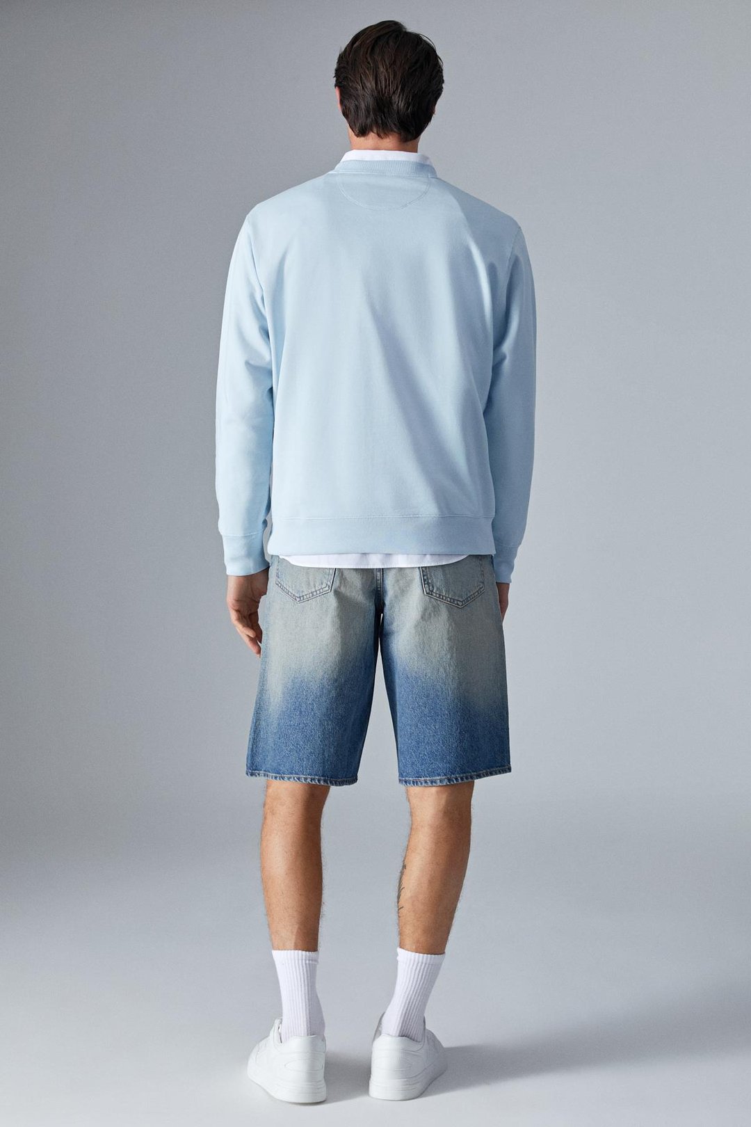 BONELL Erkek %100 Pamuk Relaxed Bisiklet Yaka Uzun Kollu Açık Mavi Sweatshirt