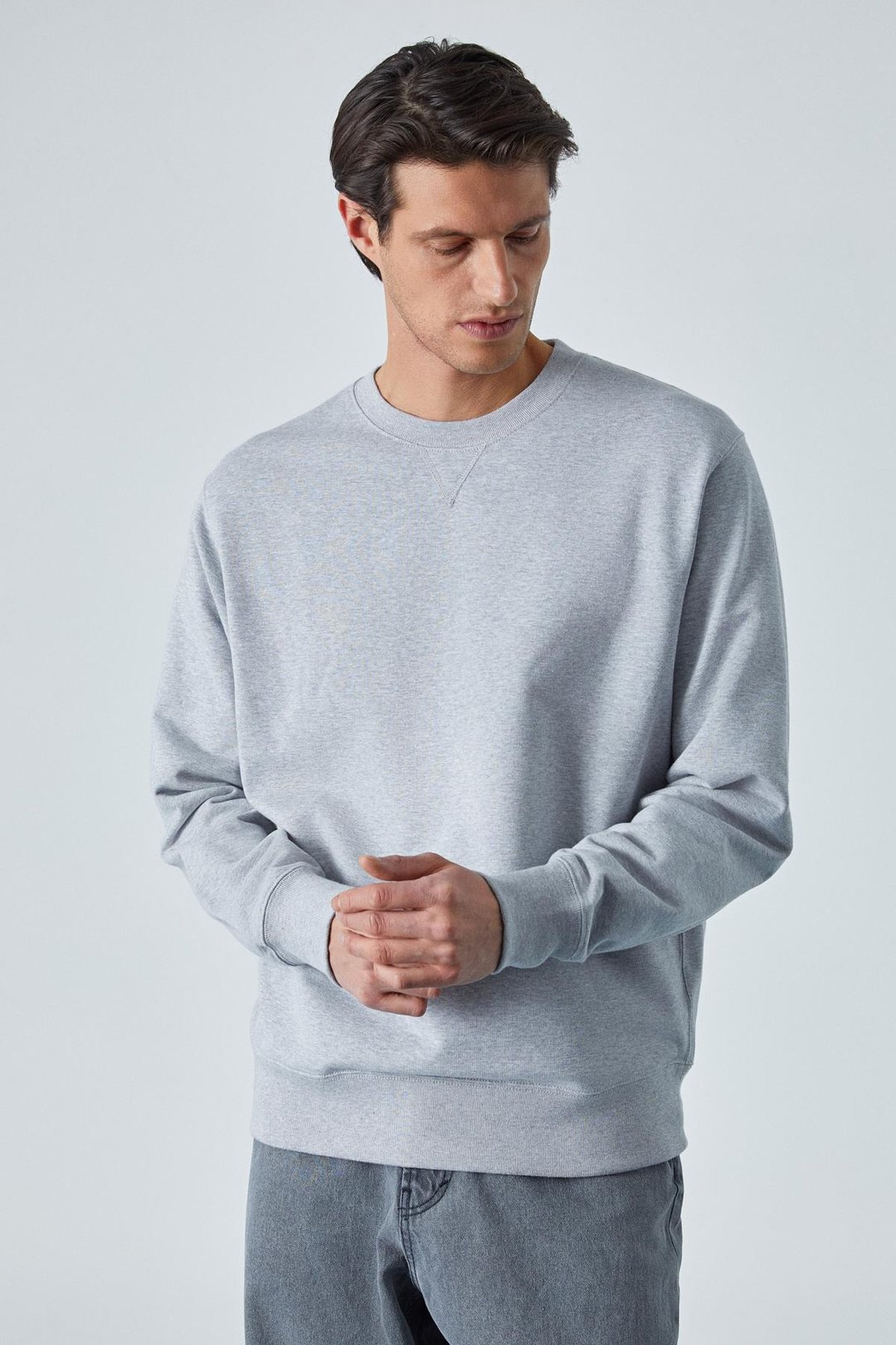 BONELL Erkek %100 Pamuk Relaxed Bisiklet Yaka Uzun Kollu Grimelanj Sweatshirt