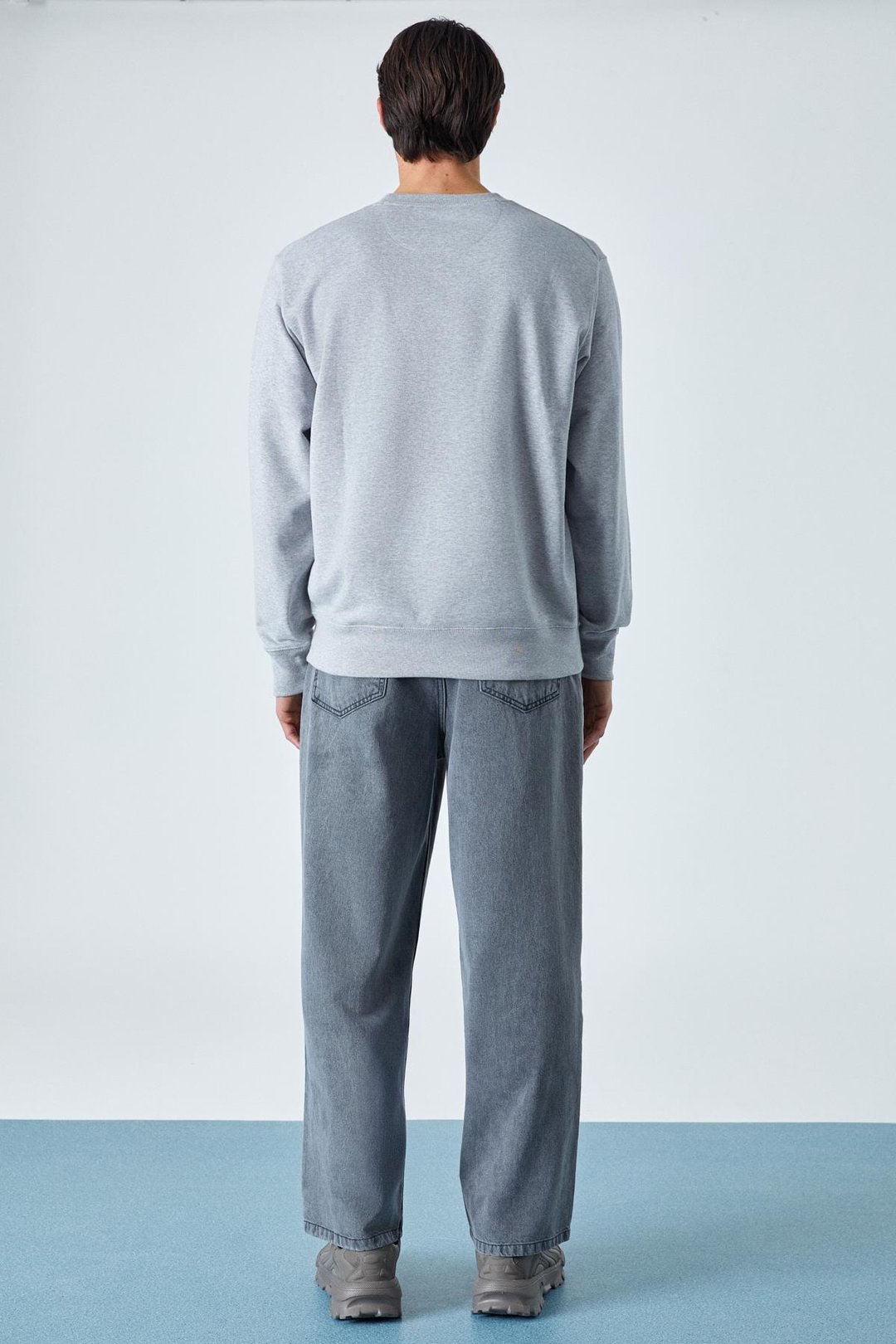 BONELL Erkek %100 Pamuk Relaxed Bisiklet Yaka Uzun Kollu Grimelanj Sweatshirt