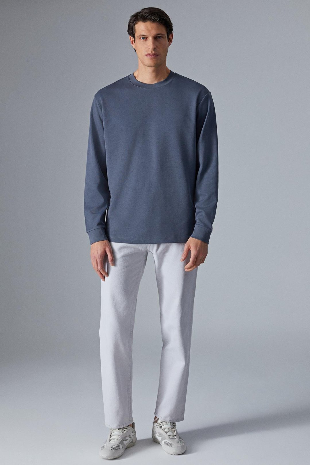 BOONE Erkek Regular Bisiklet Yaka Uzun Kollu Antrasit T-Shirt