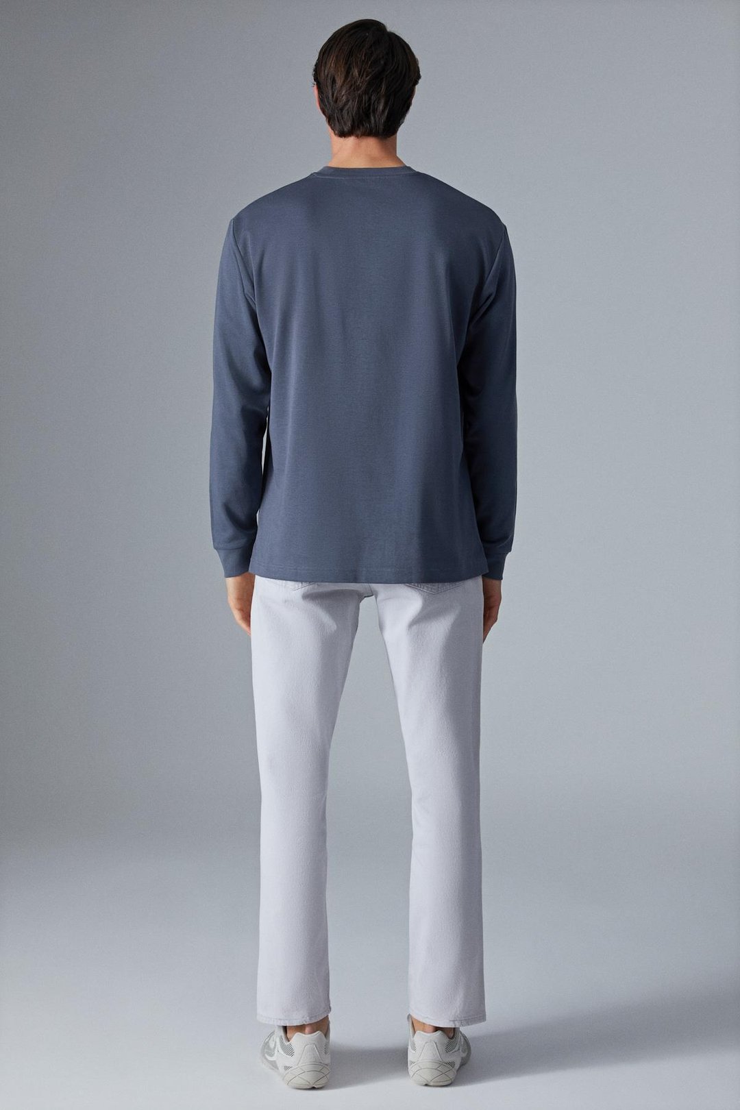 BOONE Erkek Regular Bisiklet Yaka Uzun Kollu Antrasit T-Shirt