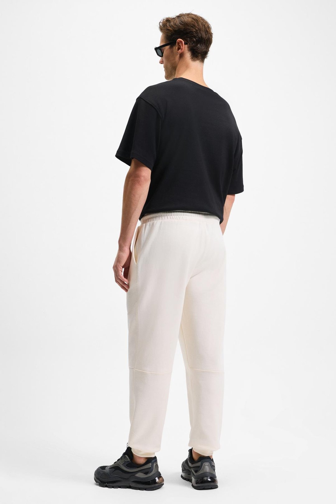 BORLAND Erkek Beli Lastikli Kordonlu Yanları Cepli Relaxed Fit Ekru Eşofman Altı