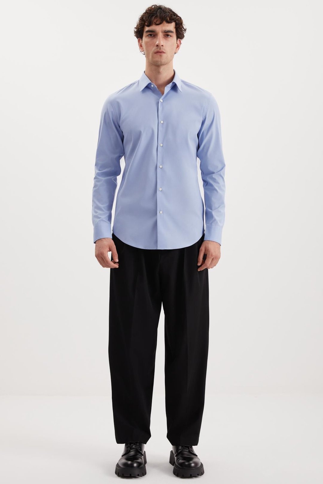 BRANHAM Esnek Slim Mavi  Gömlek