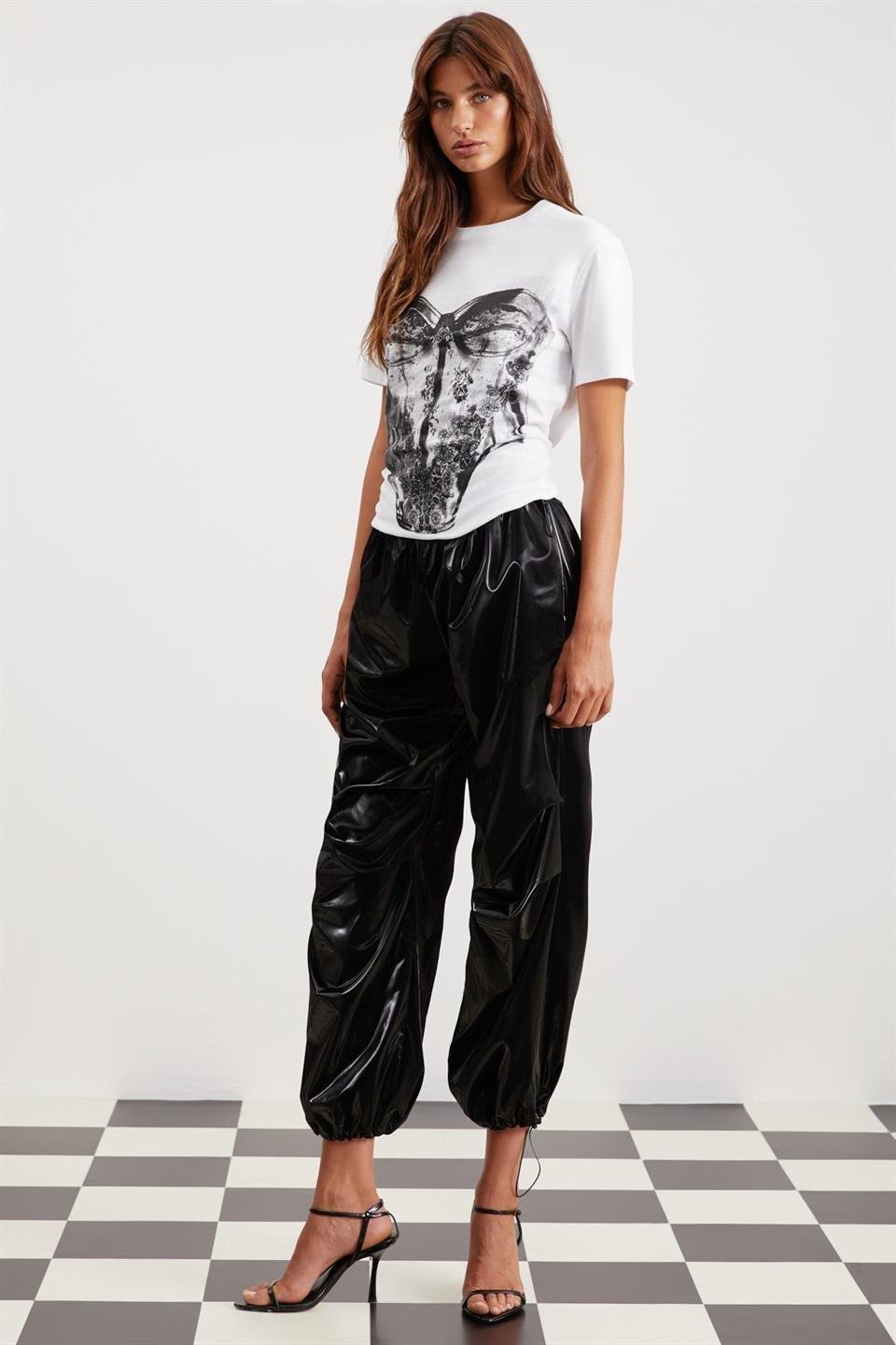 BRIELLE Kadın Relaxed Siyah Tekli Pantolon