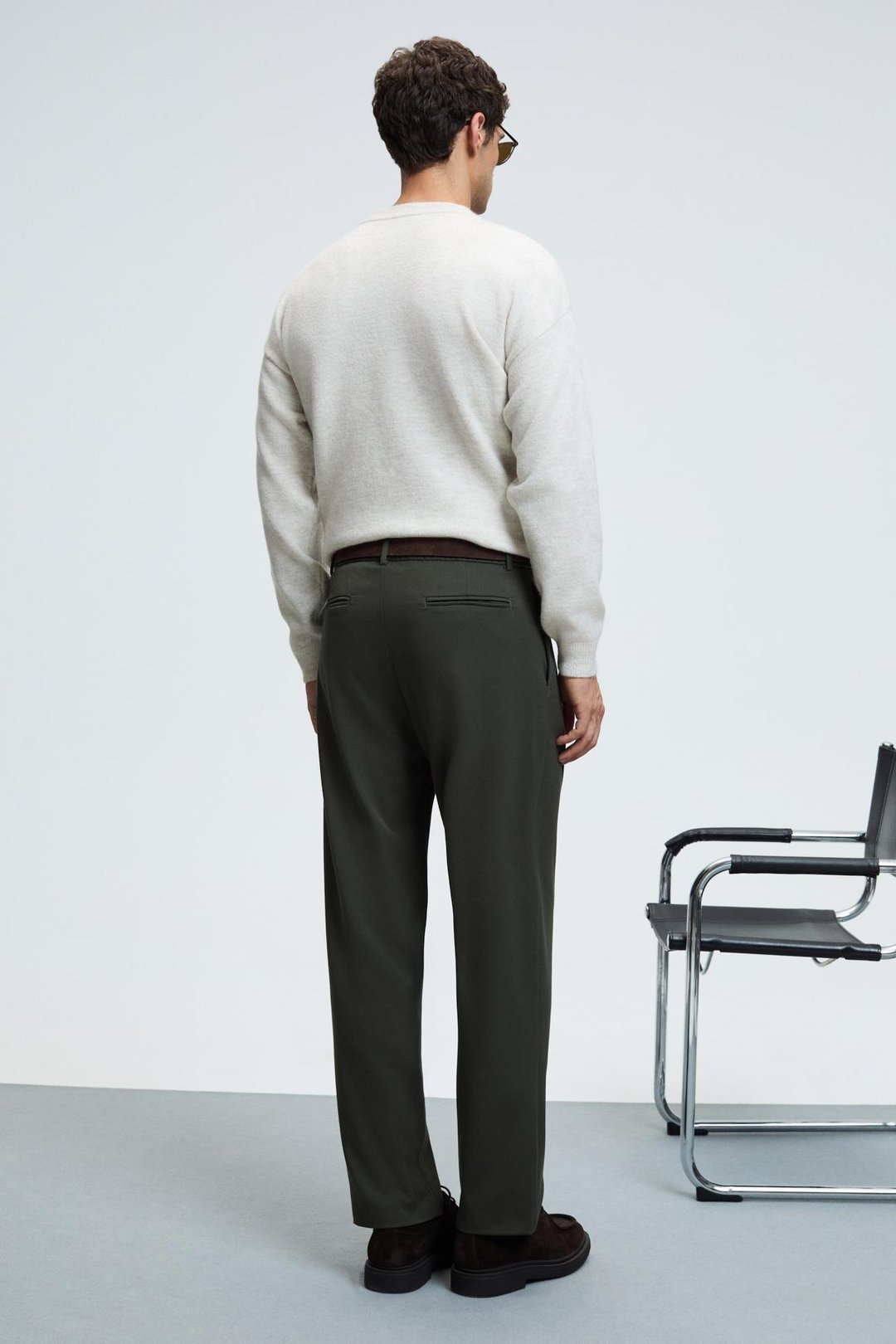 BRIGHAM Erkek Beli Lastikli Yanları Ve Arkası Cepli Fermuarlı Pileli Relaxed Fit Dokuma Haki Pantolon