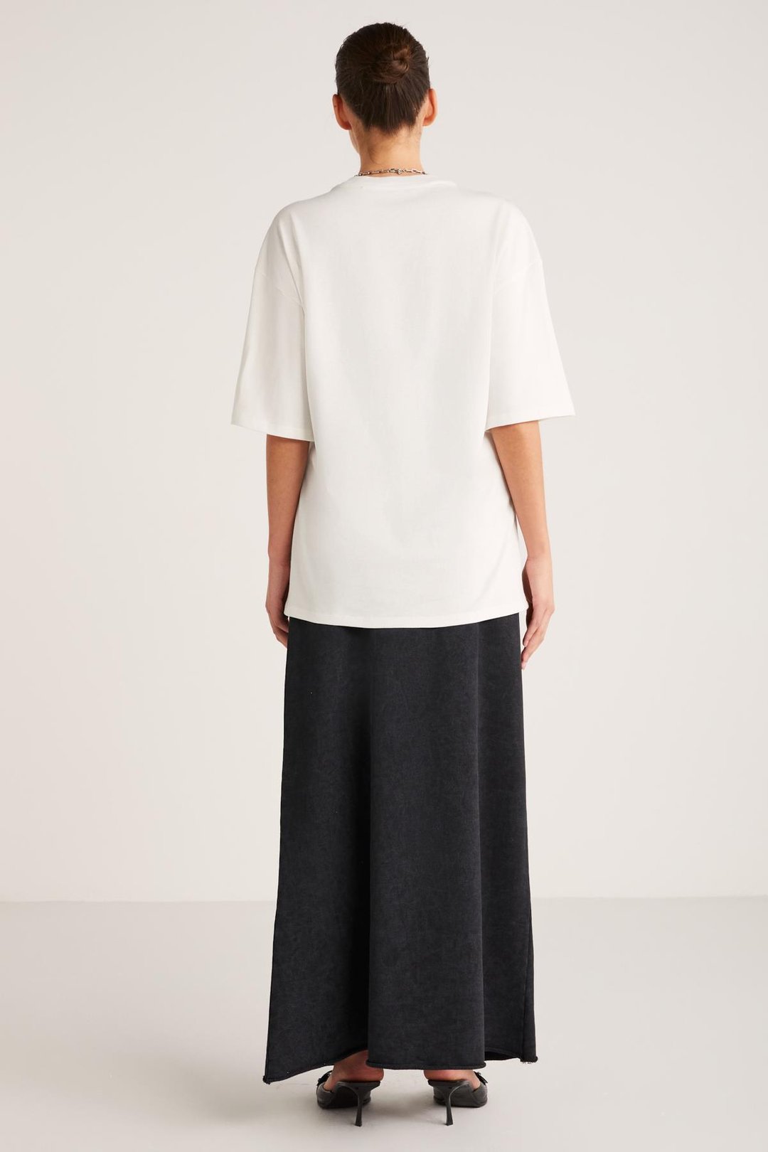 BUG Basic Oversize Ekru Tekli T-Shirt