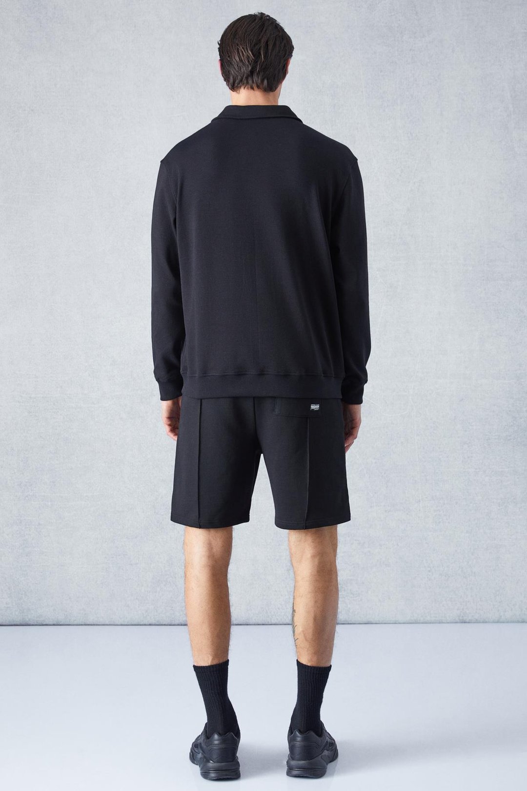 BUGATTI Erkek Polo Yakalı Uzun Kollu Relaxed Fit Siyah T-Shirt