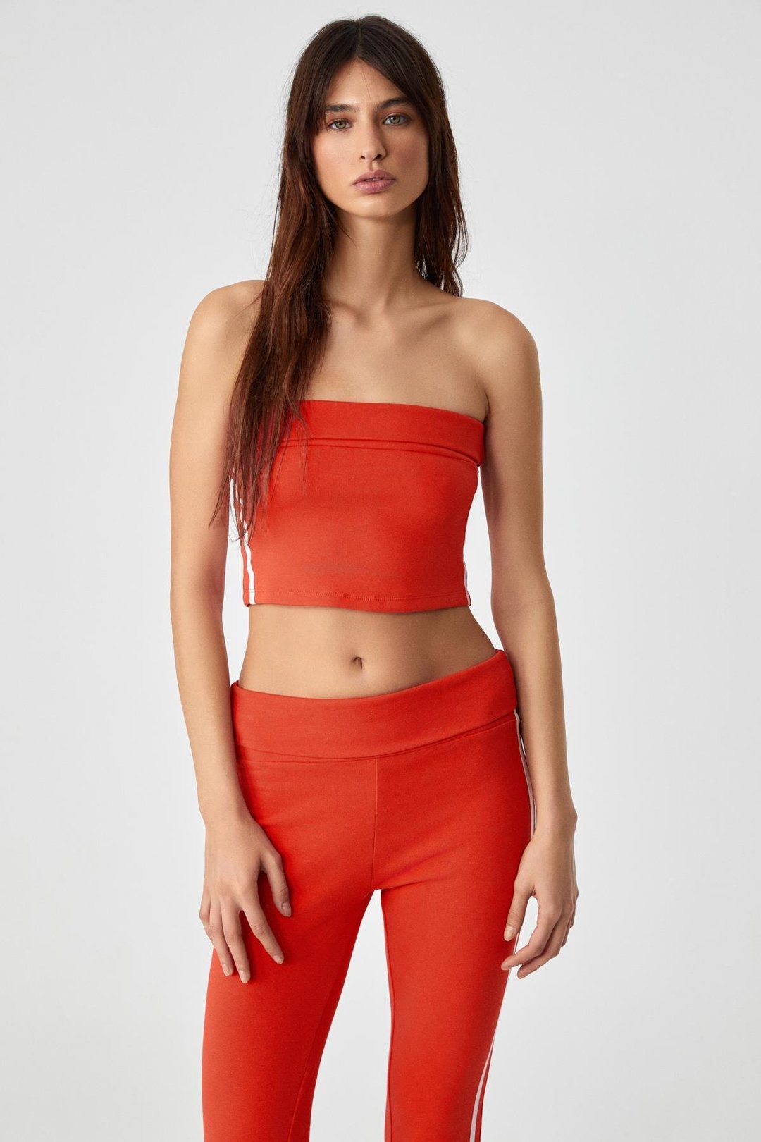 BURGE Kadın Yakasız Kolsuz Slim Şeritli Kırmızı Büstiyer