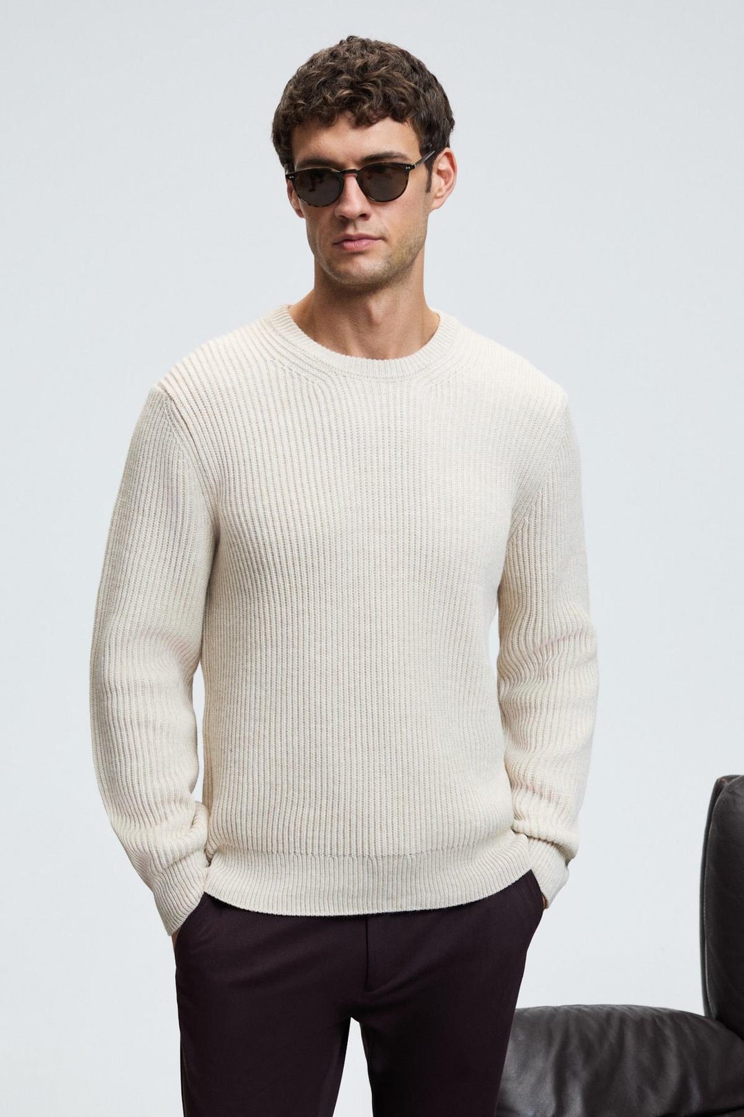 CABLIN Erkek Yuvarlak Yaka Regular Fit Triko Taş Rengi Kazak